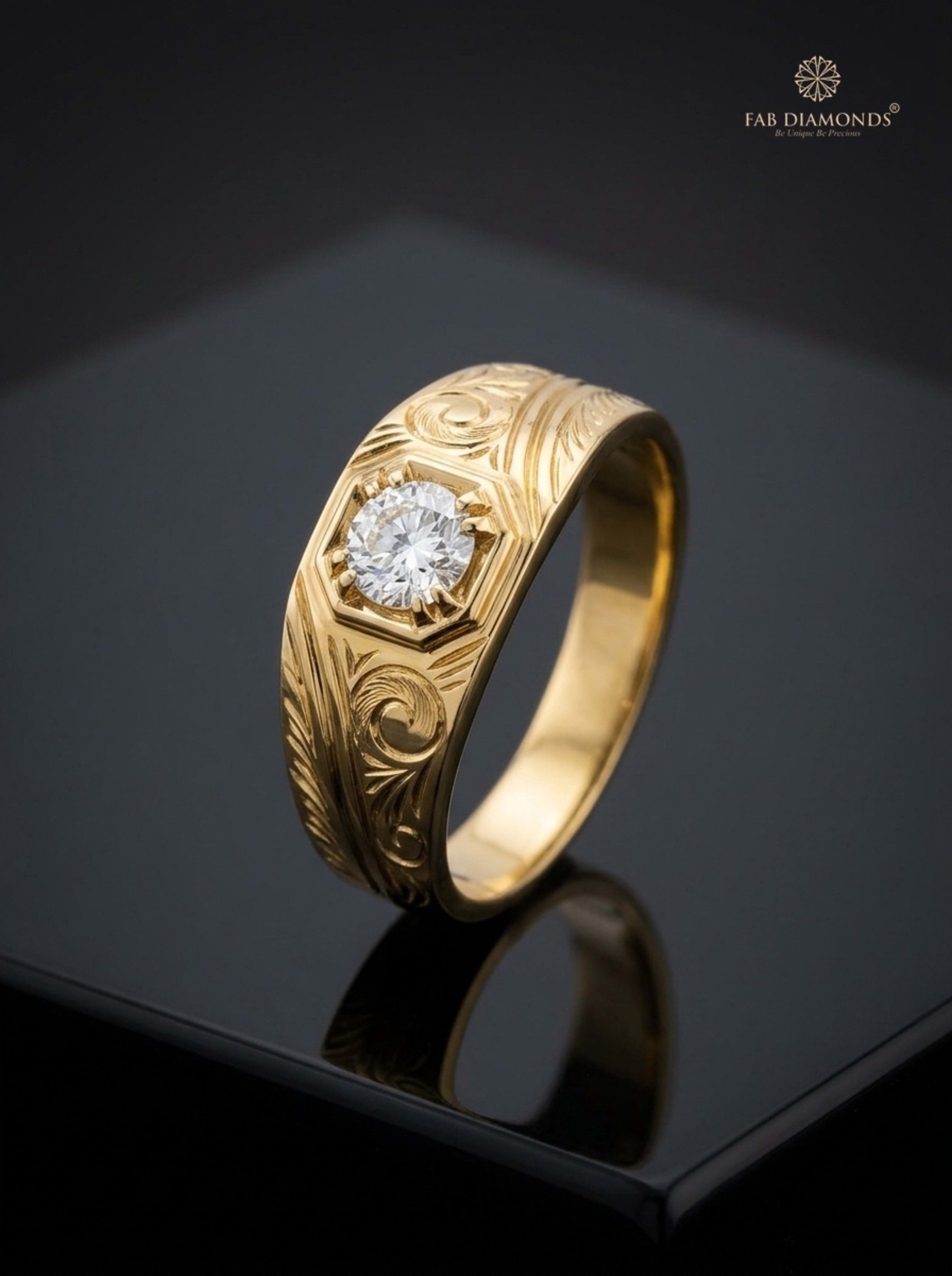 Dhruv Solitaire Signet Men’s Ring in 18KT yellow gold
