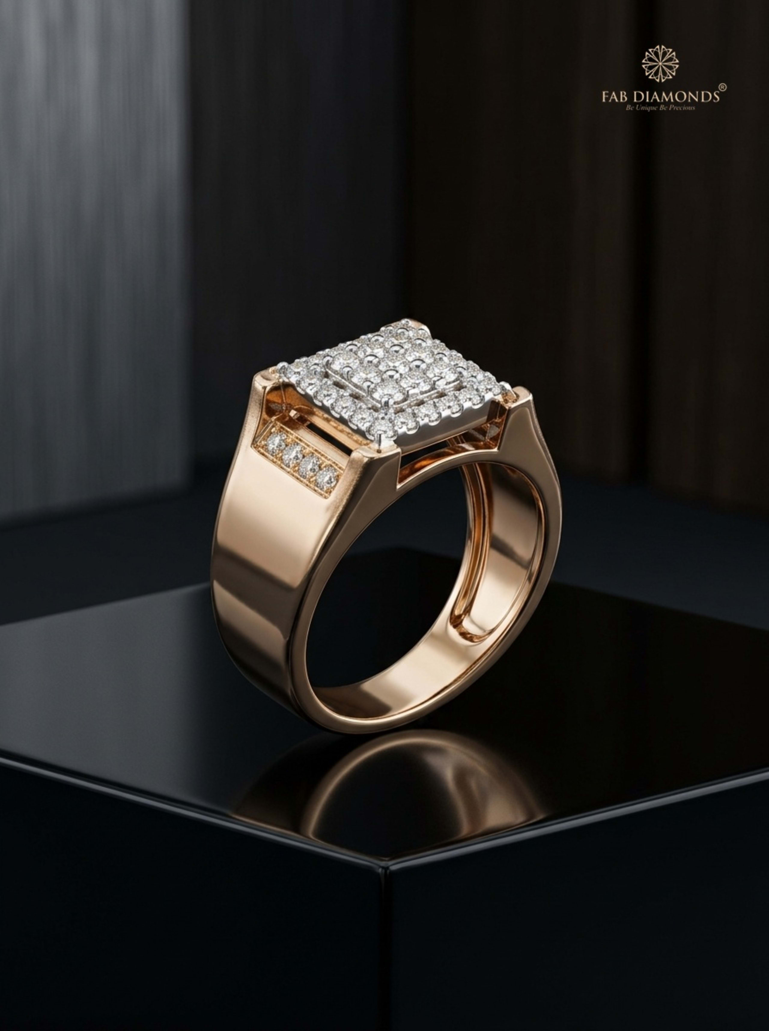 Arjun Triple-Row Pavé Signet Ring on black atelier velvet