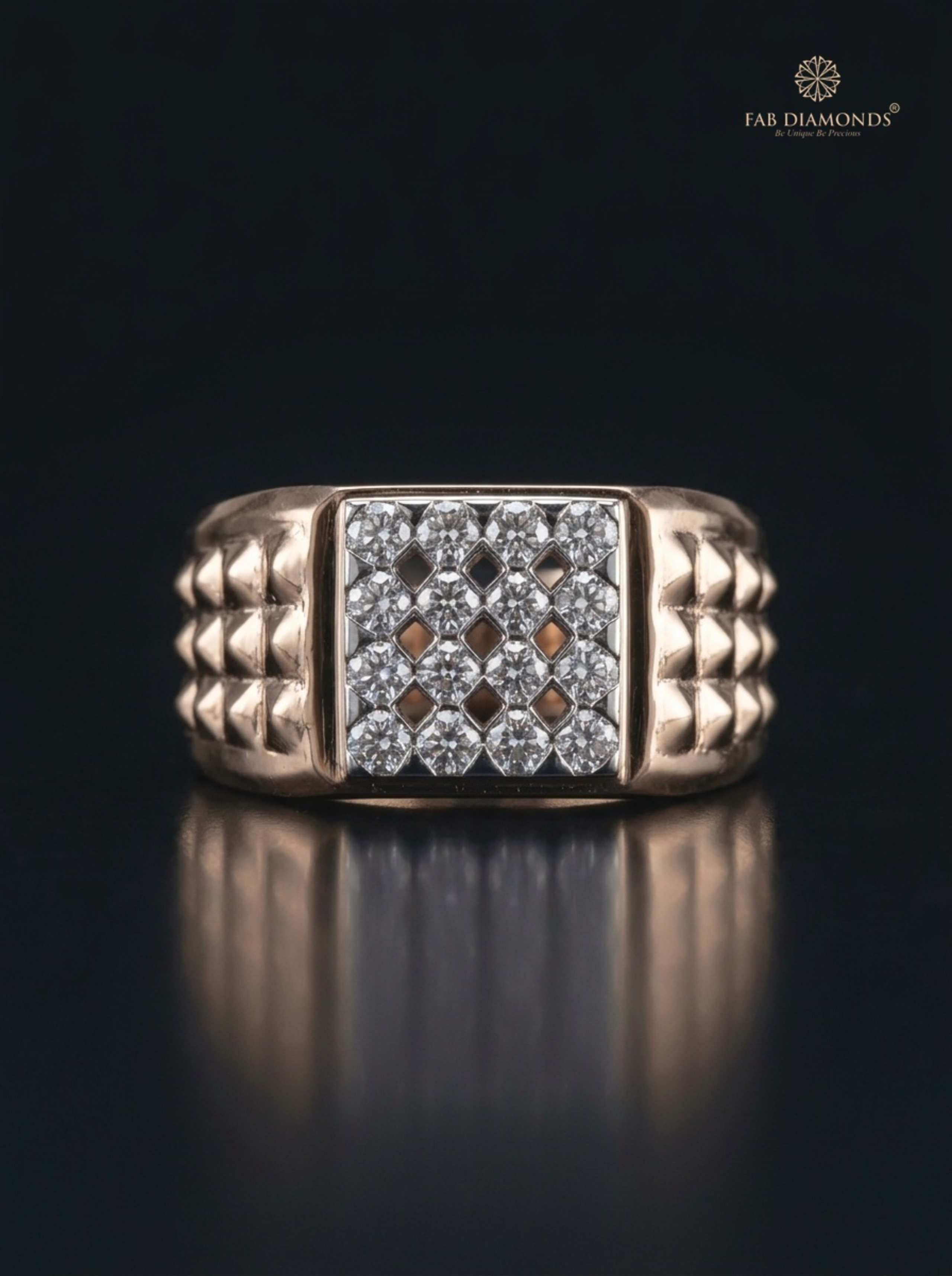 Kabir Diamond Chevron Men’s Ring on luxury stand