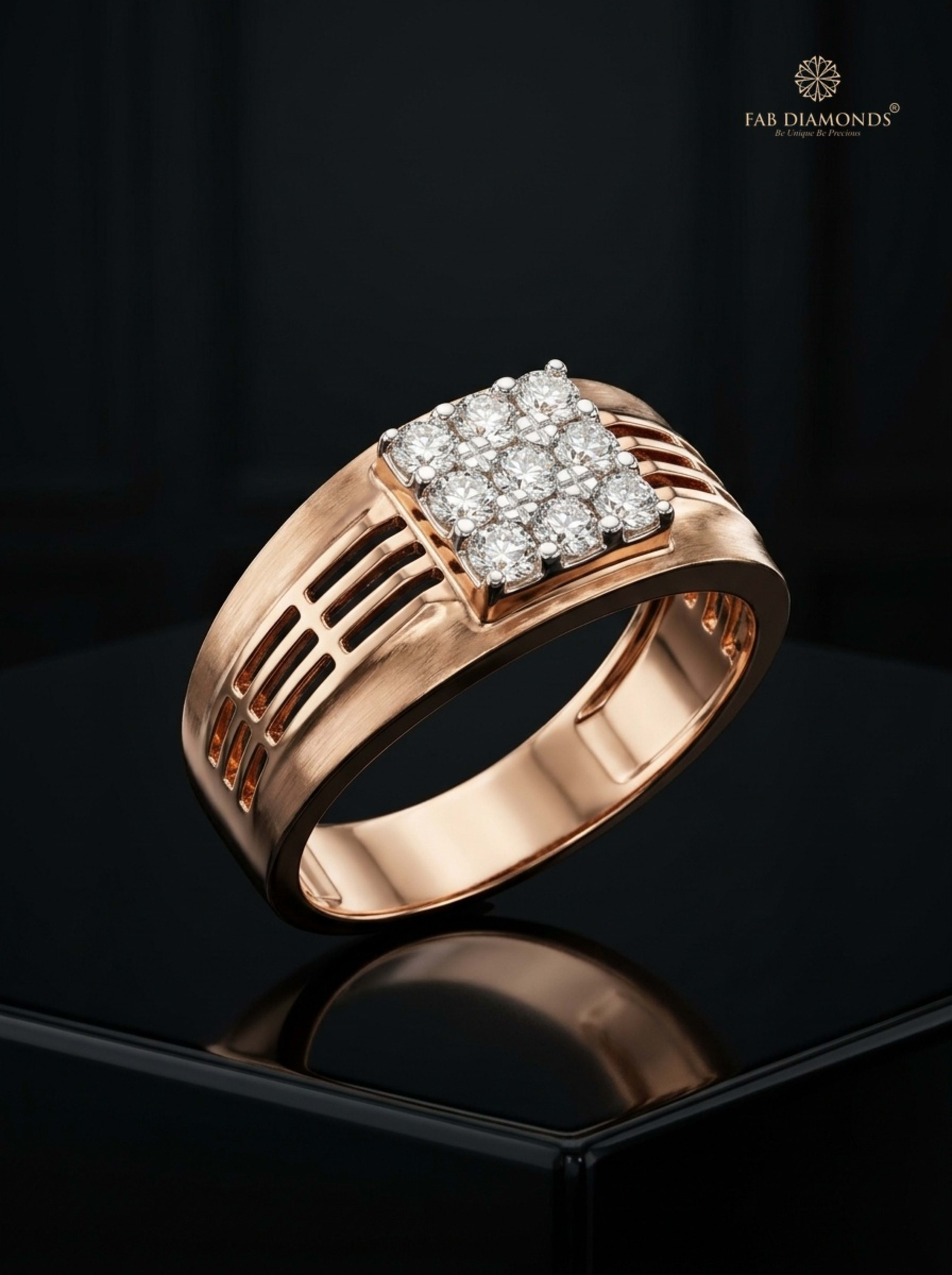 Shaurya Square Pavé Signet Men’s Ring in 18KT rose gold
