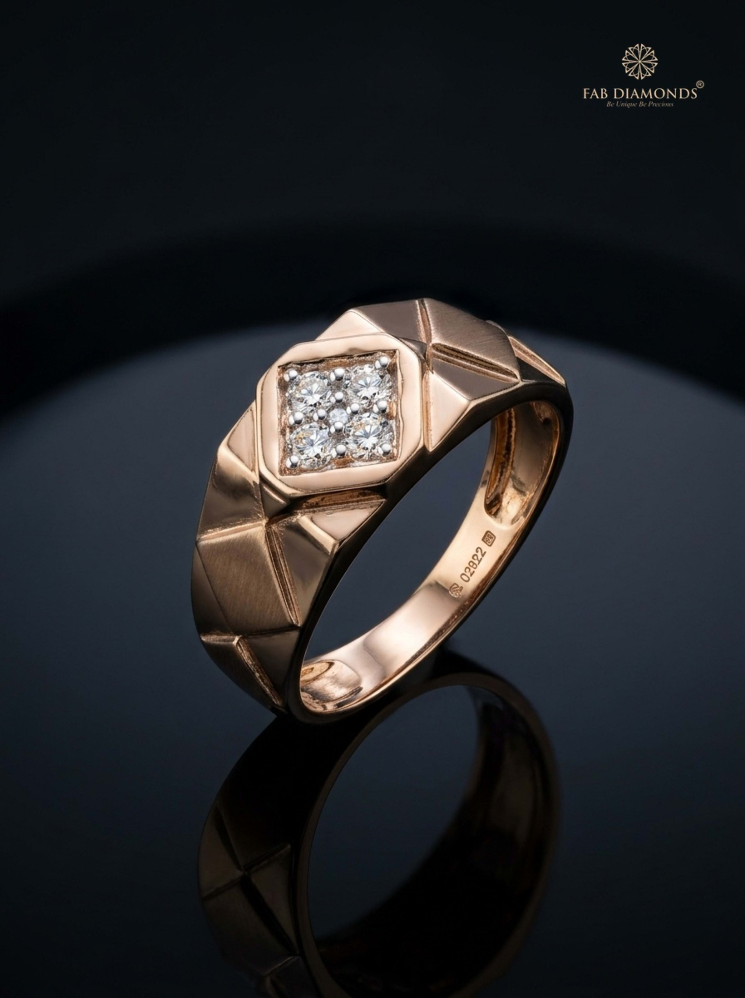 Prithvi Quad Diamond Signet Men’s Ring in 18KT rose gold