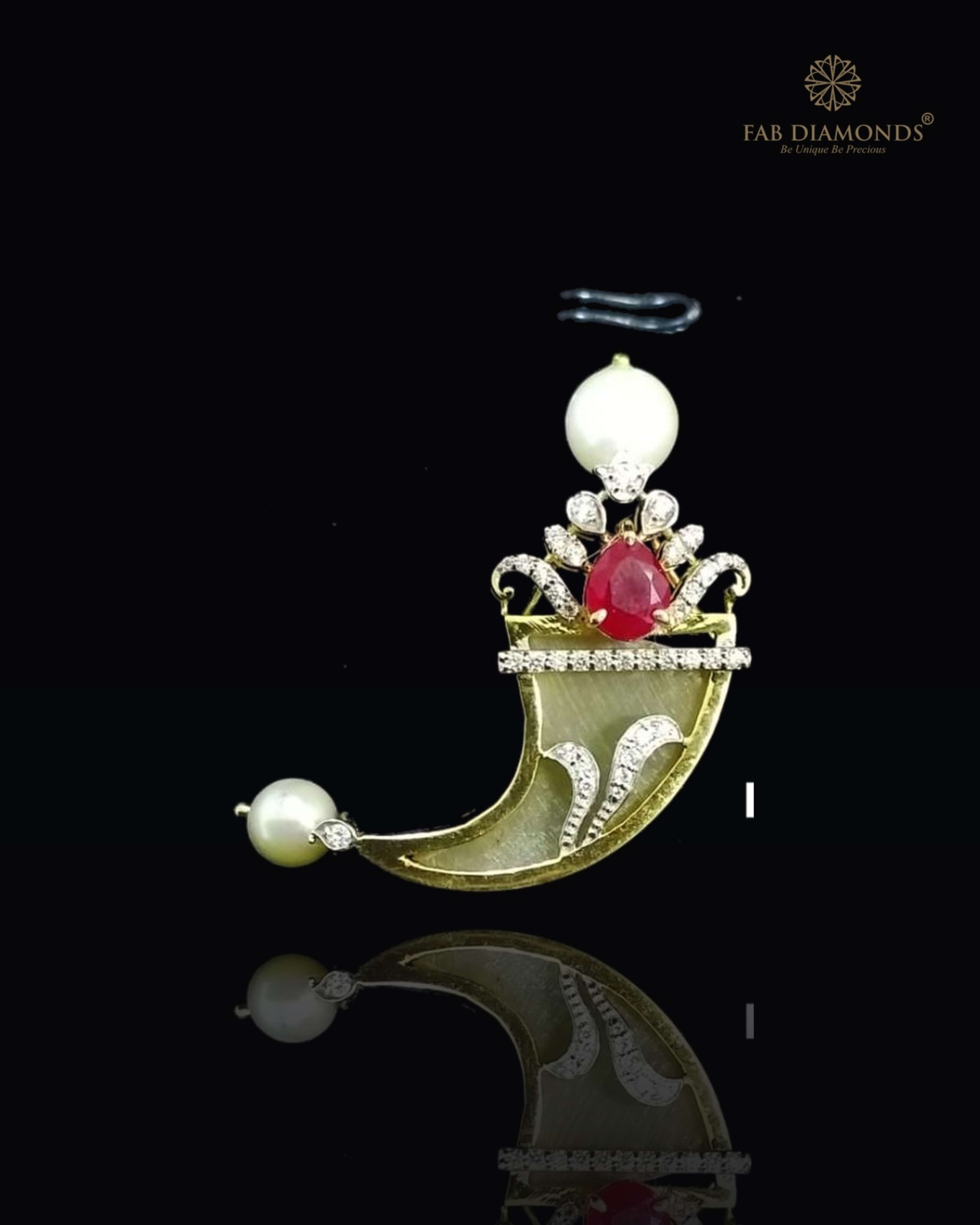 Puligoru single tiger claw heritage pendant with pearl drops on mirror polished obsidian base