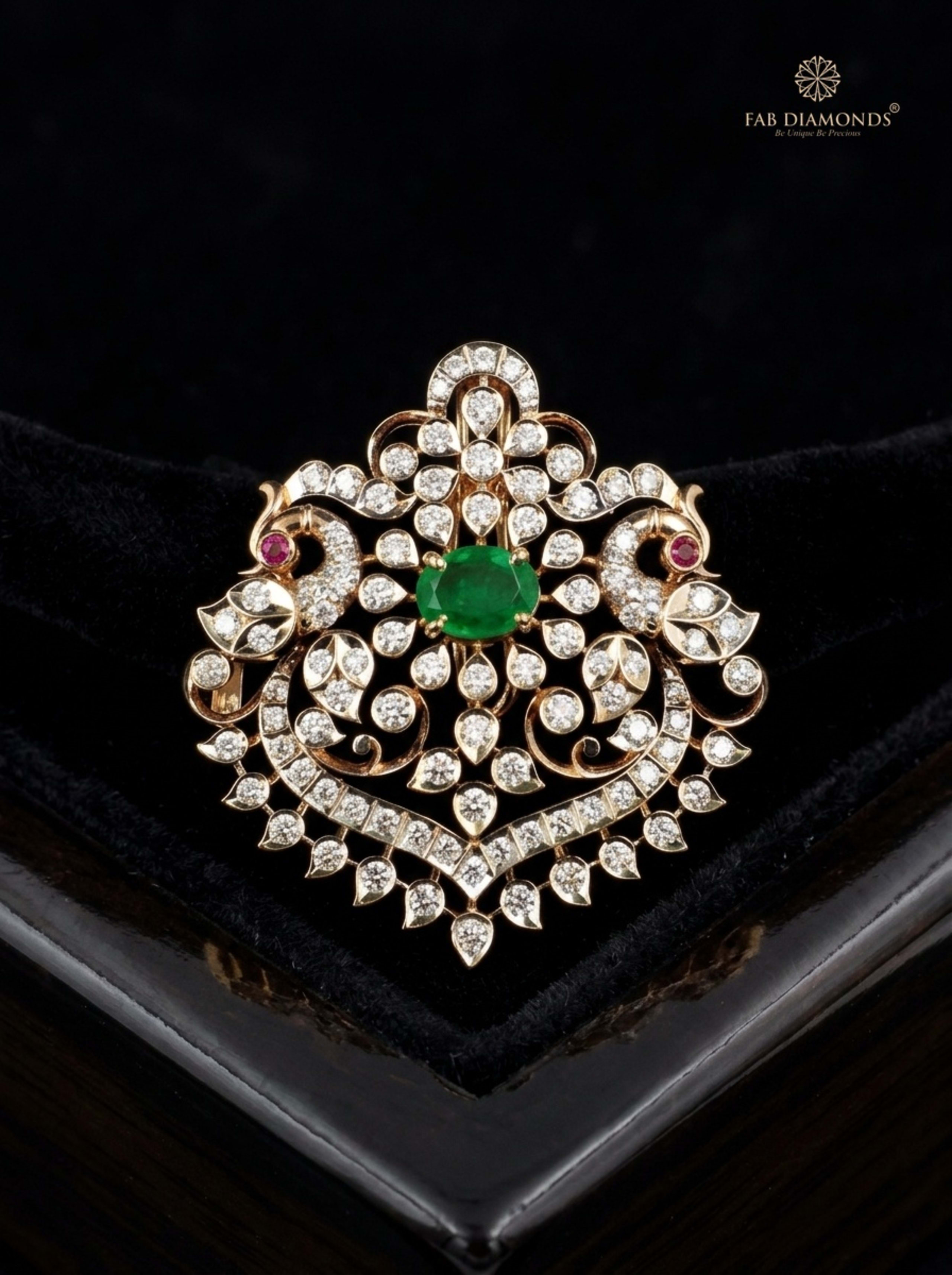 Menaka dancing peacock medallion pendant suspended over an antique gilded baroque mirror