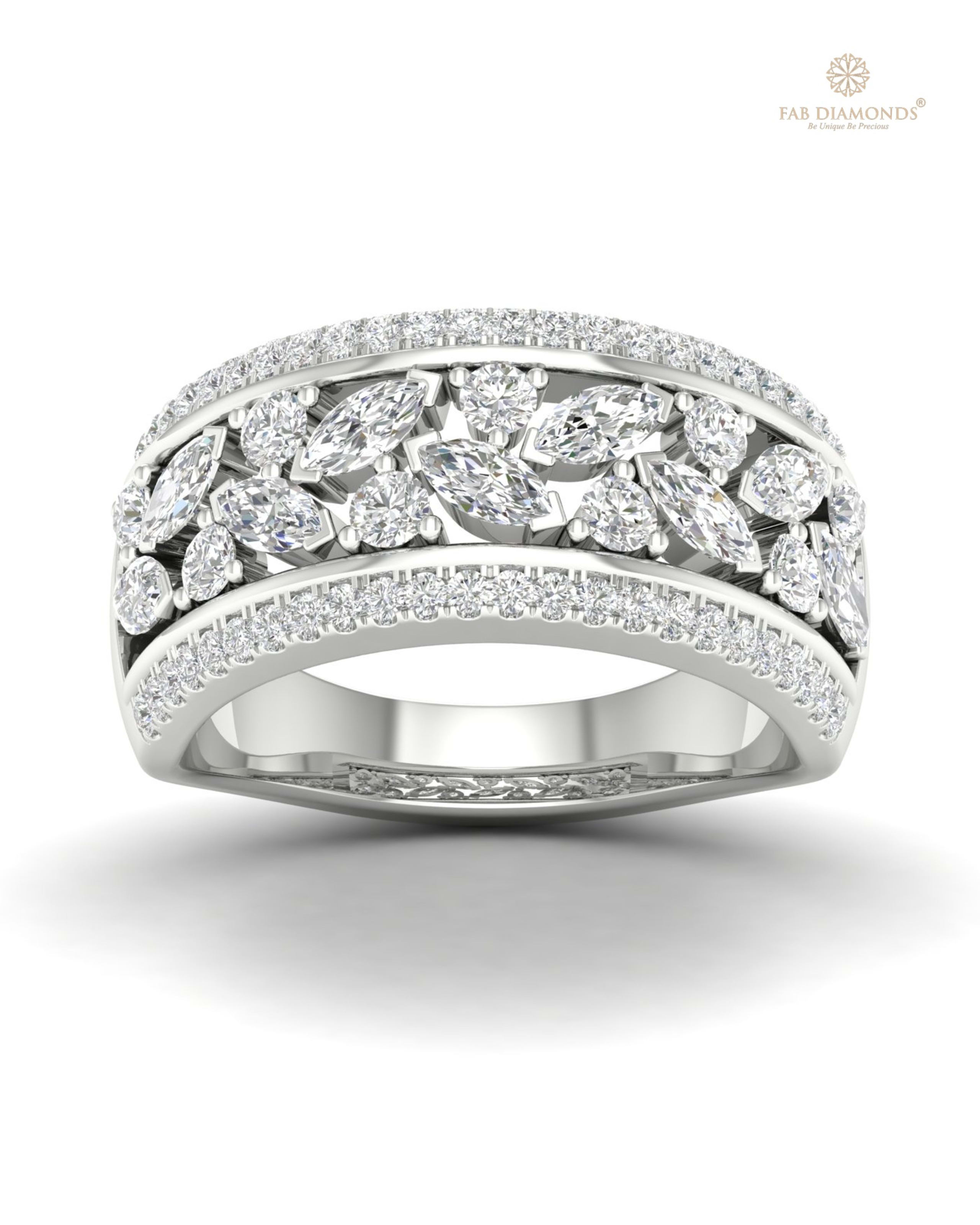 The RA03567 diamond wedding & eternity band on white atelier plate with FAB hallmark