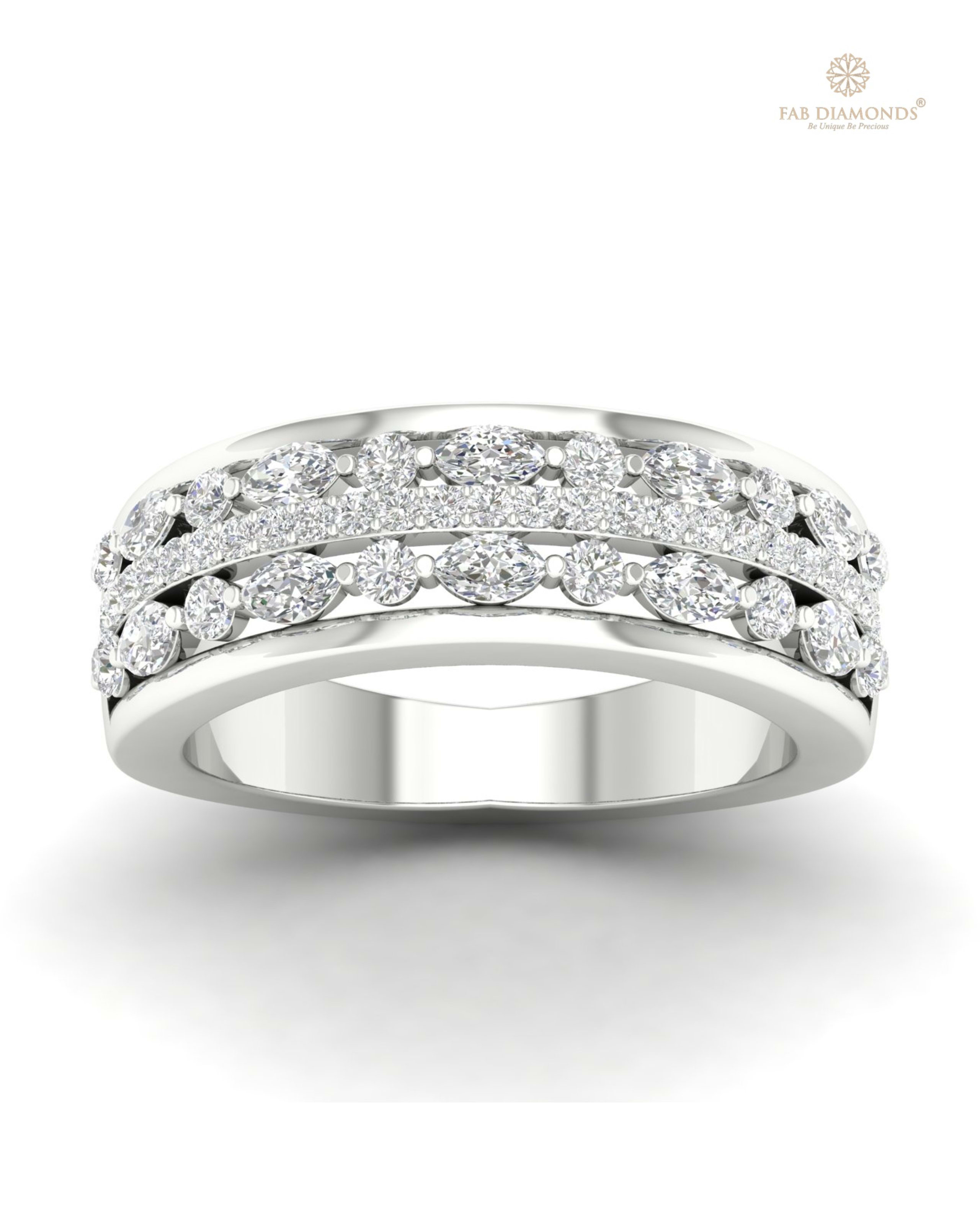 The RA04018 diamond engagement ring on white atelier plate with FAB hallmark
