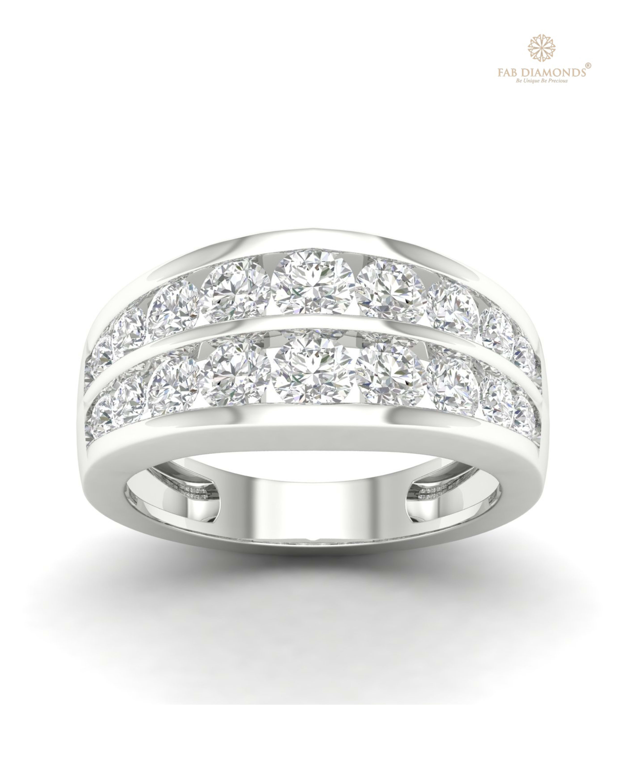 The RA04201 diamond engagement ring on white atelier plate with FAB hallmark