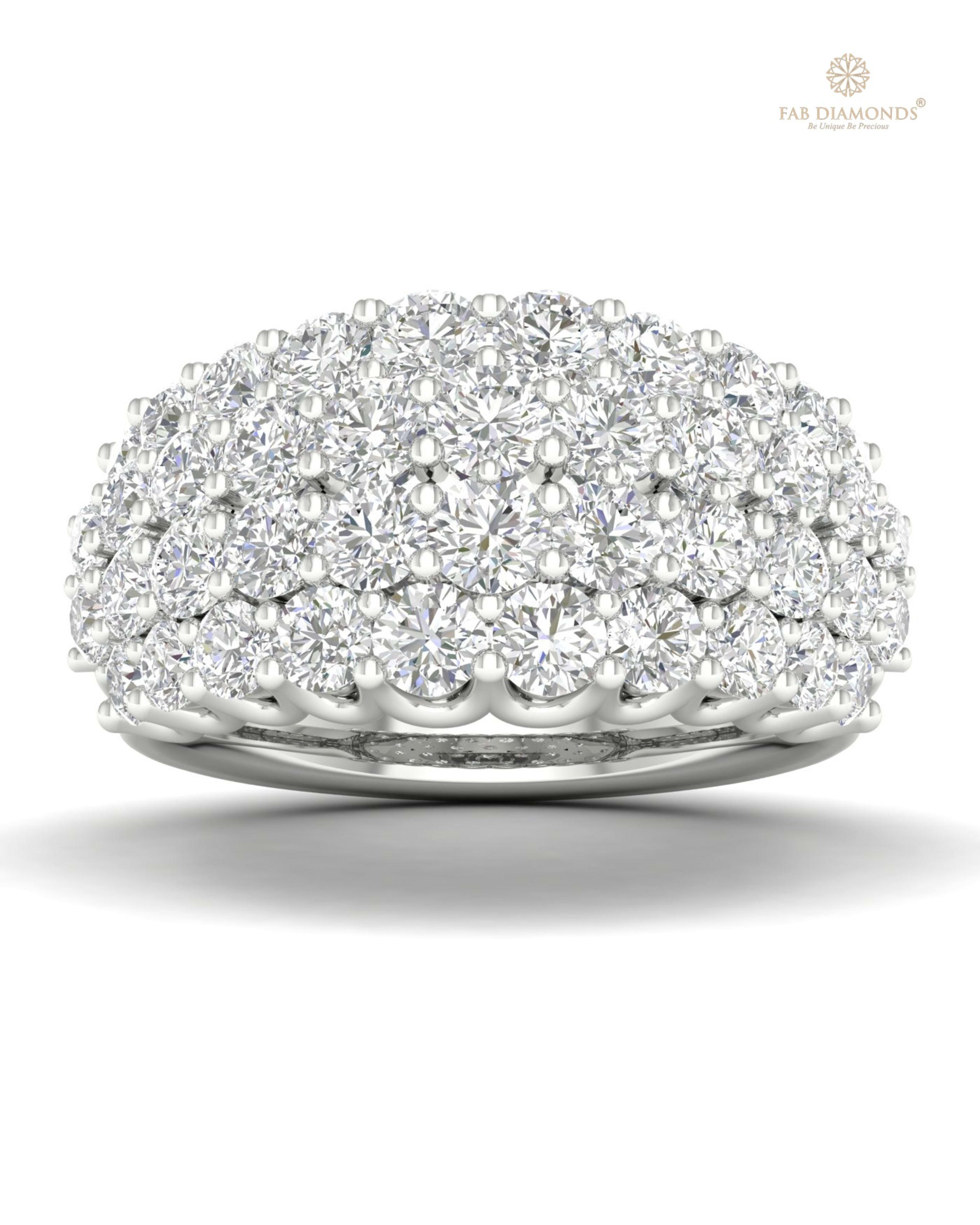 The RA04409 diamond cocktail & statement ring on white atelier plate with FAB hallmark