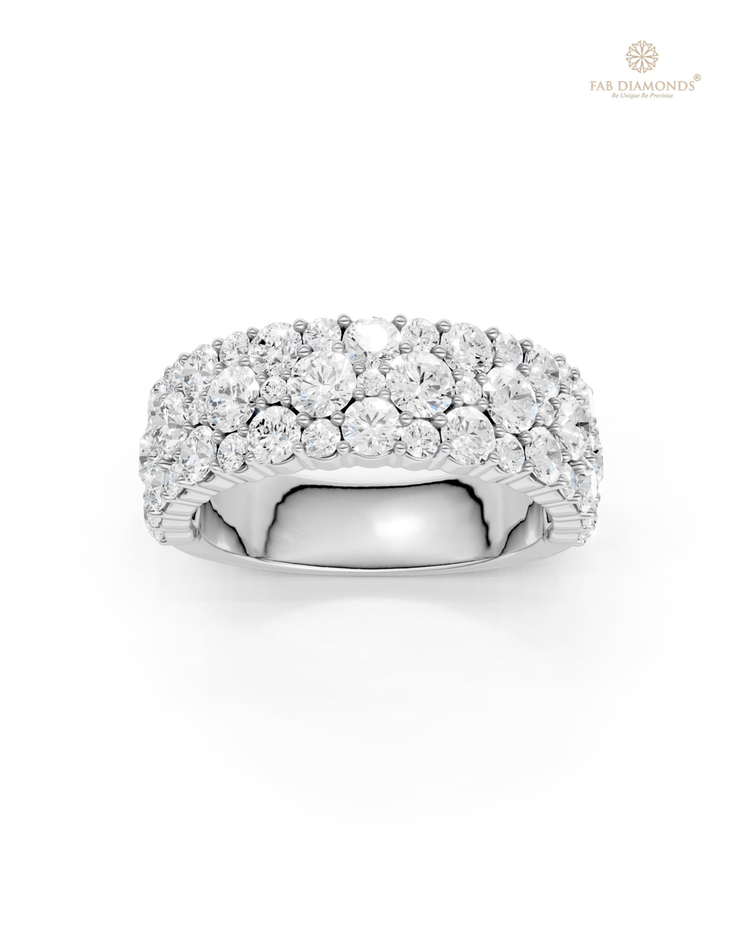 The RA04621 diamond engagement ring on white atelier plate with FAB hallmark