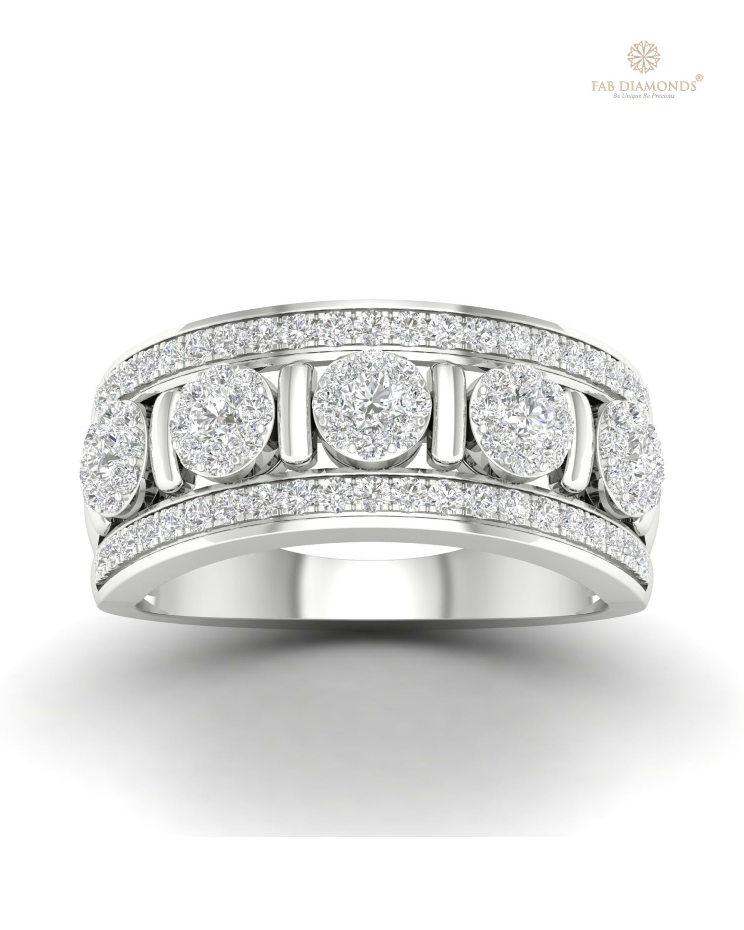 The RA04966 diamond wedding & eternity band on white atelier plate with FAB hallmark