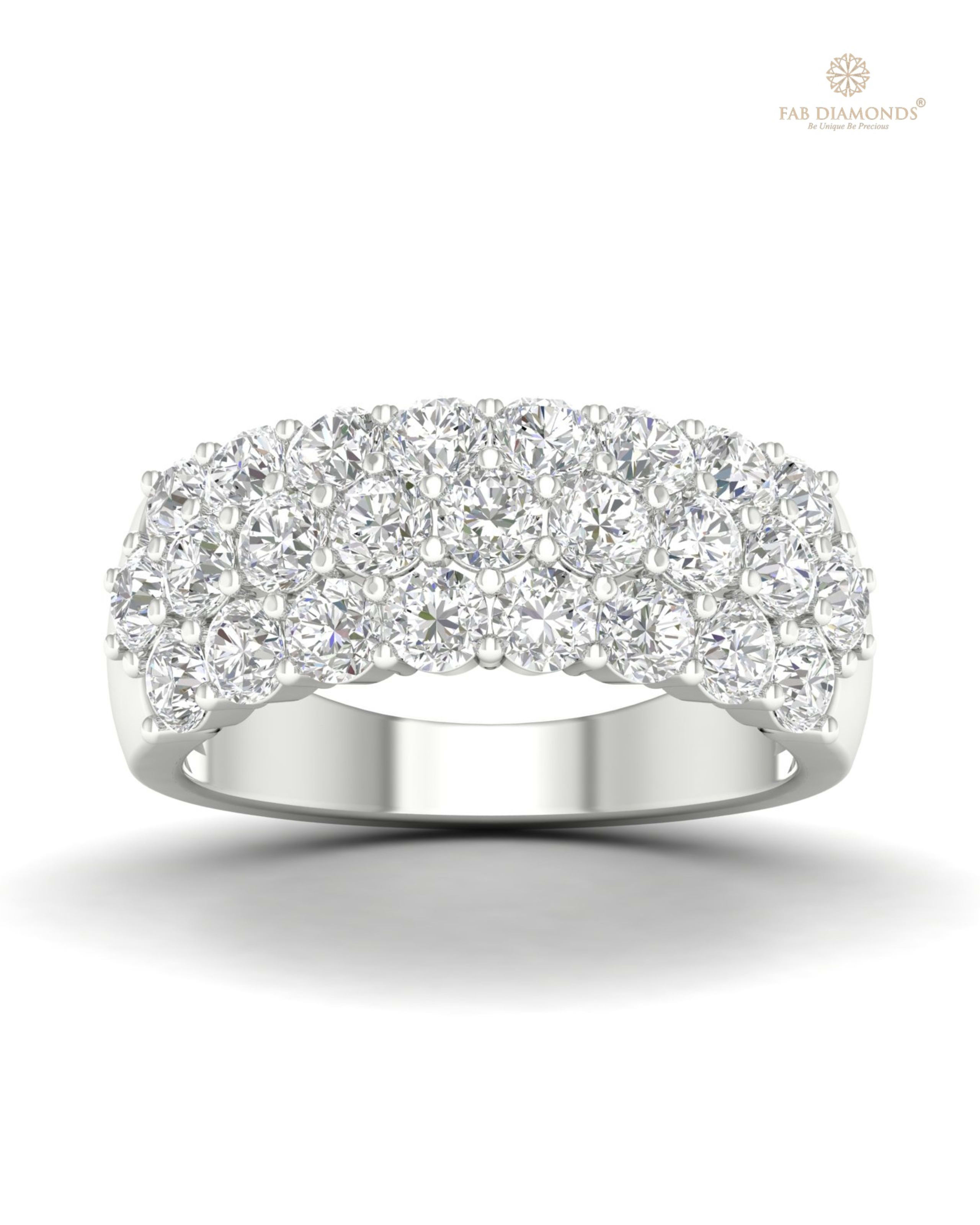 The RA05132 diamond engagement ring on white atelier plate with FAB hallmark