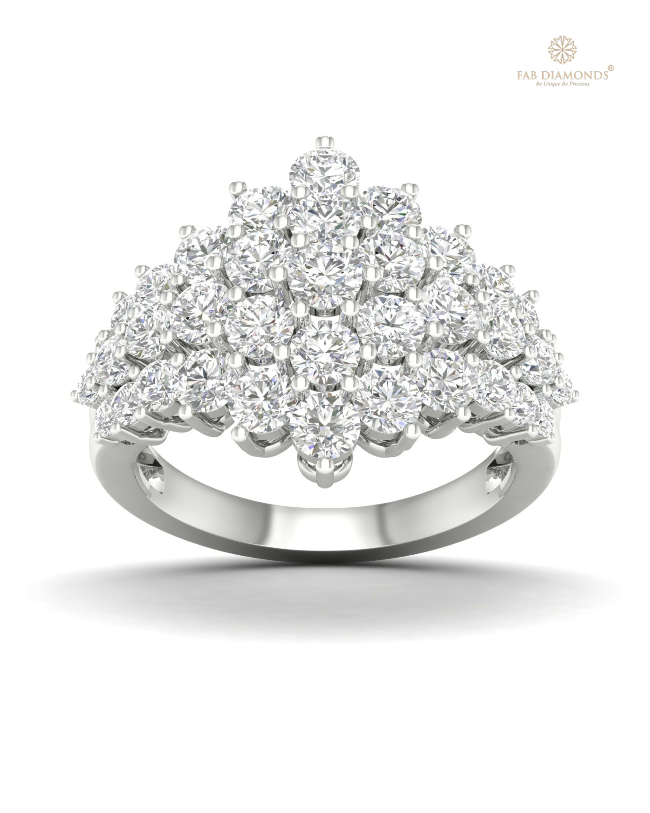 The RA05225 diamond cocktail & statement ring on white atelier plate with FAB hallmark