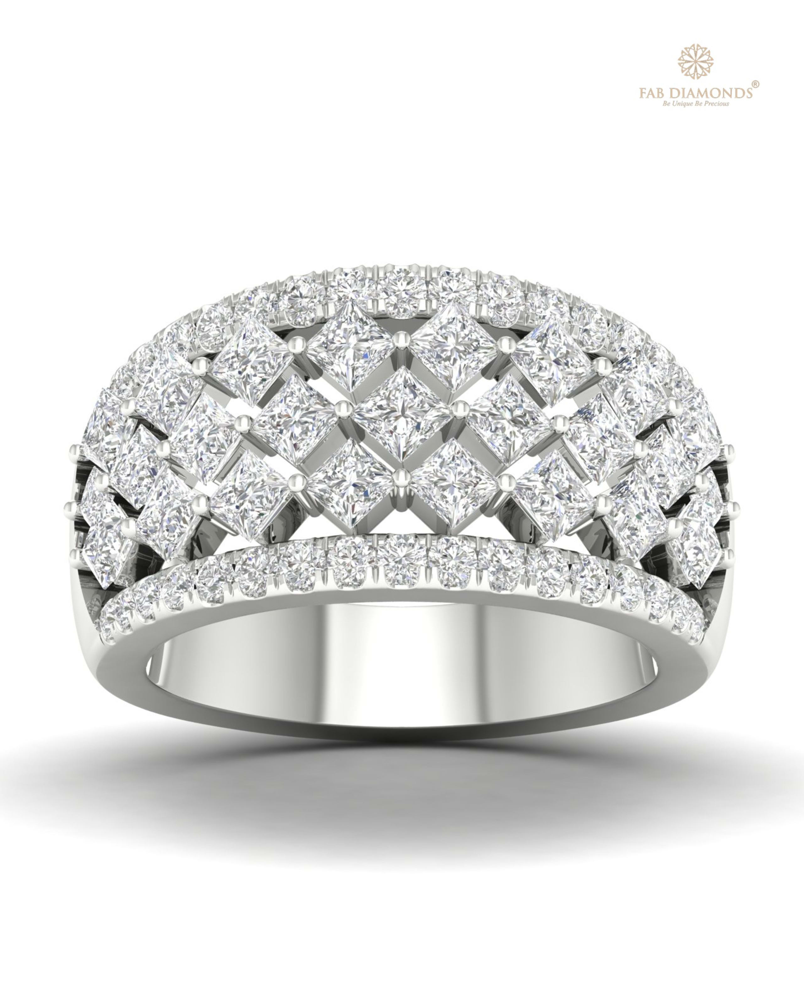 The RA05891 diamond wedding & eternity band on white atelier plate with FAB hallmark