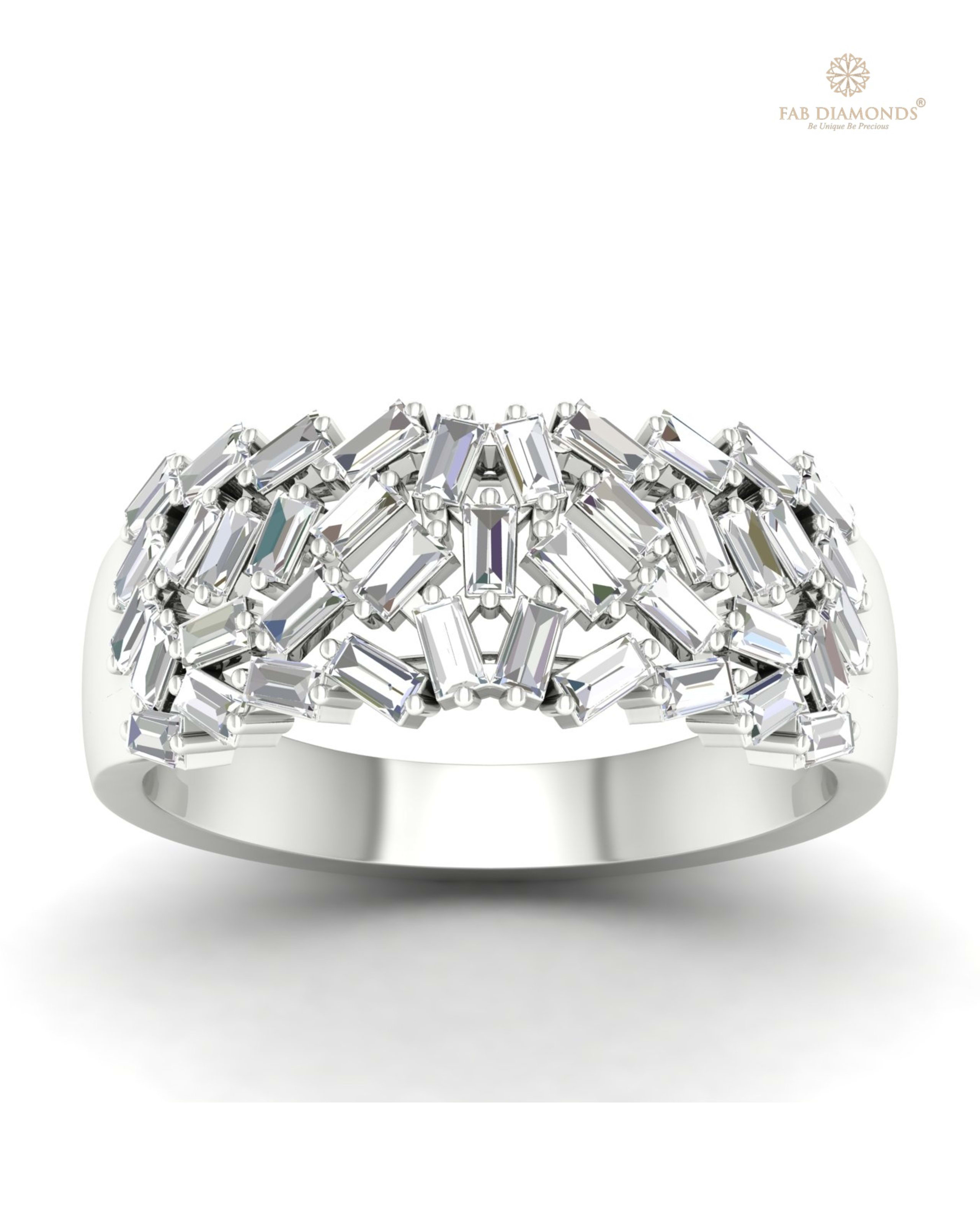 The RA06379 diamond engagement ring on white atelier plate with FAB hallmark