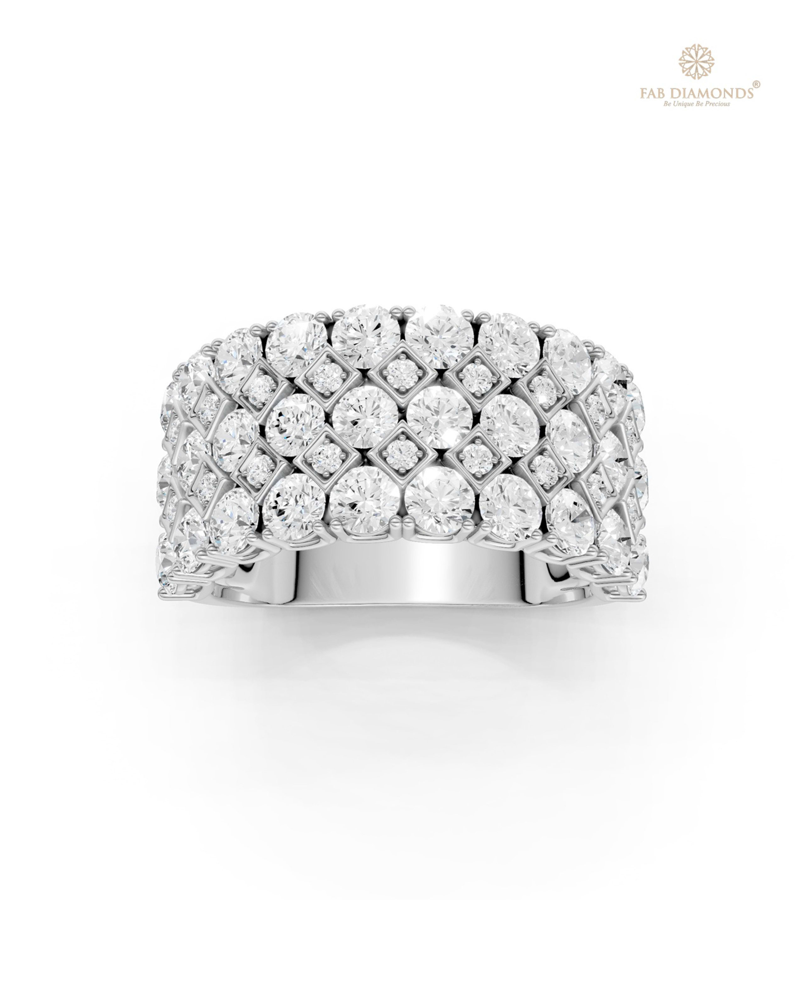 The RA17876 diamond cocktail & statement ring on white atelier plate with FAB hallmark