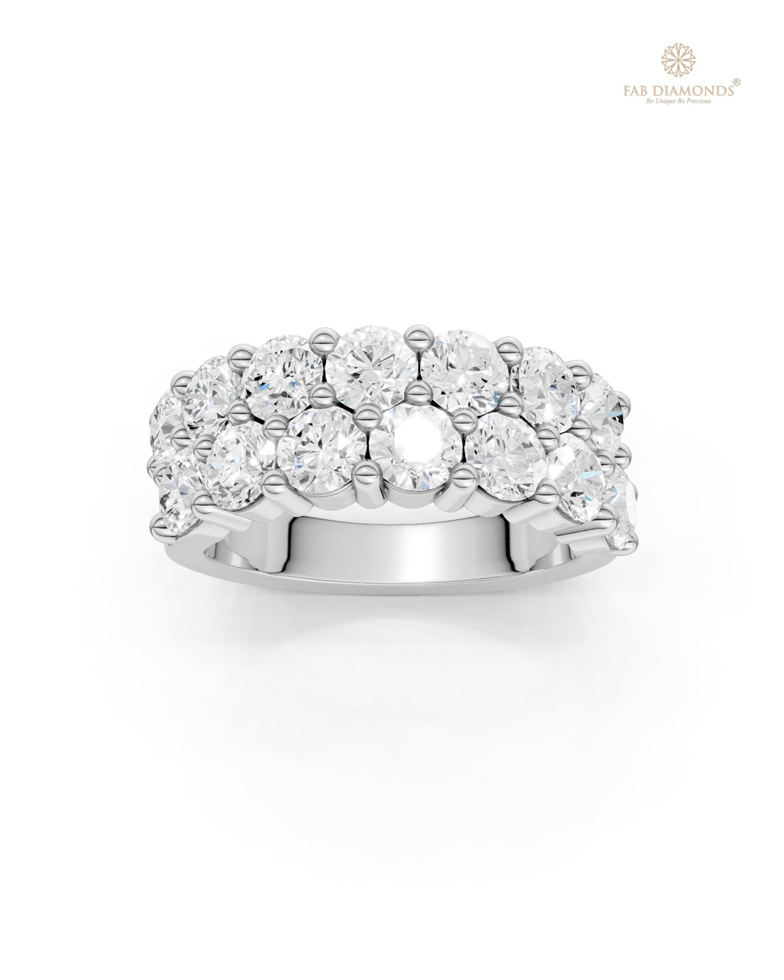 The RA18085 diamond solitaire ring on white atelier plate with FAB hallmark
