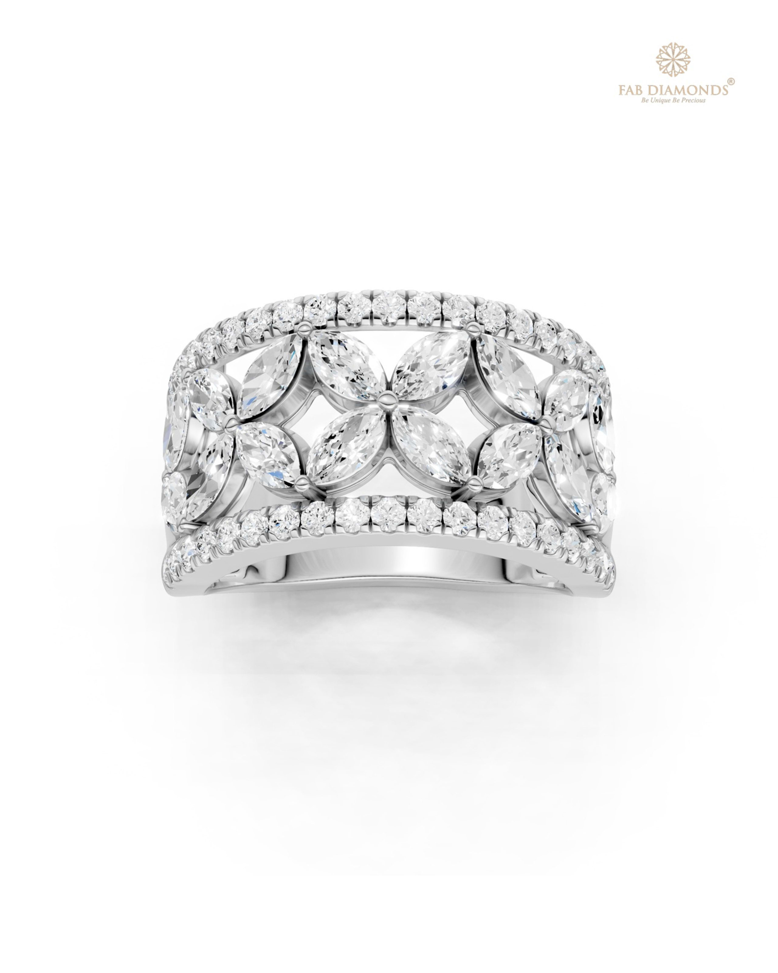 The RA18568 diamond wedding & eternity band on white atelier plate with FAB hallmark
