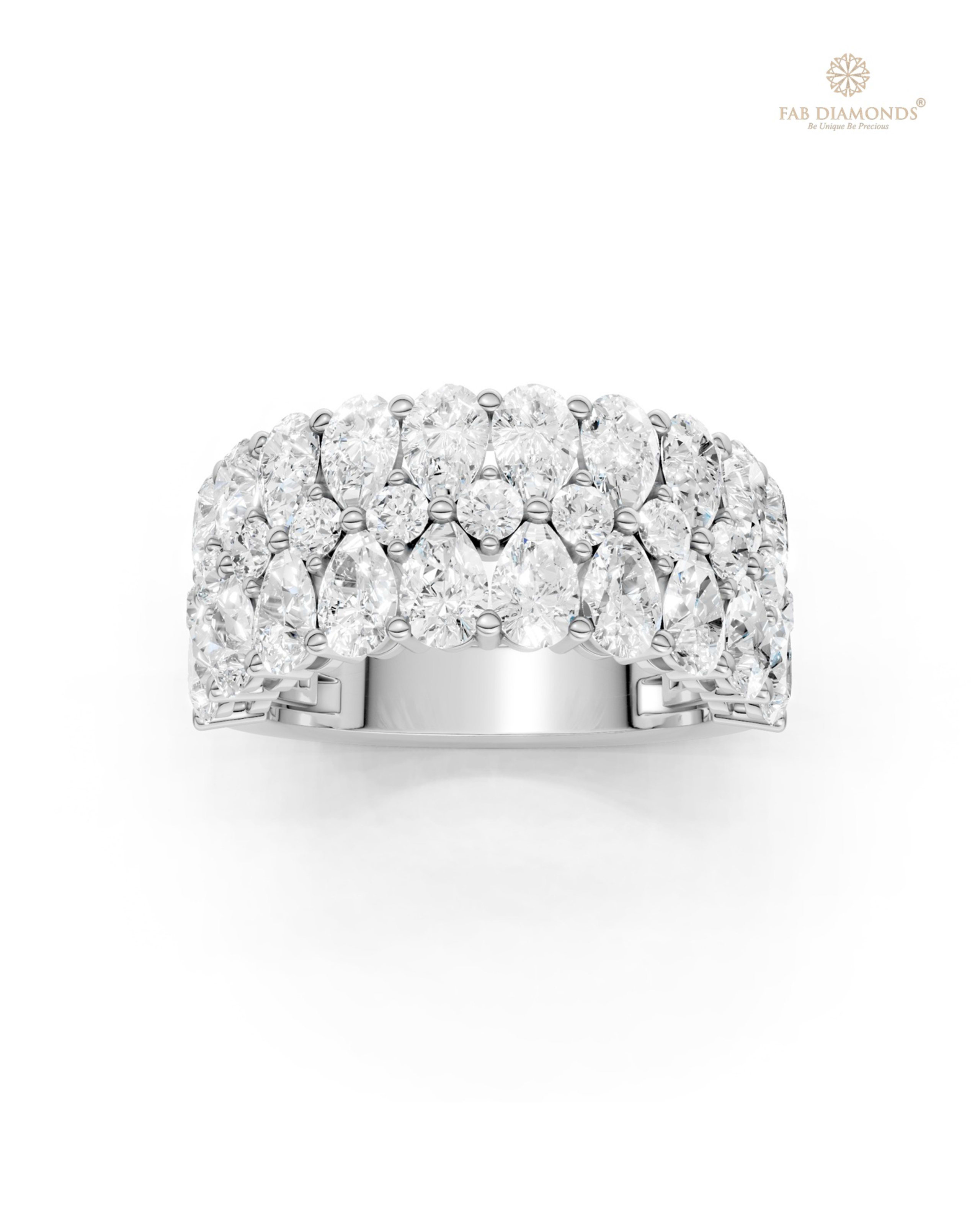 The RA19247 diamond cocktail & statement ring on white atelier plate with FAB hallmark