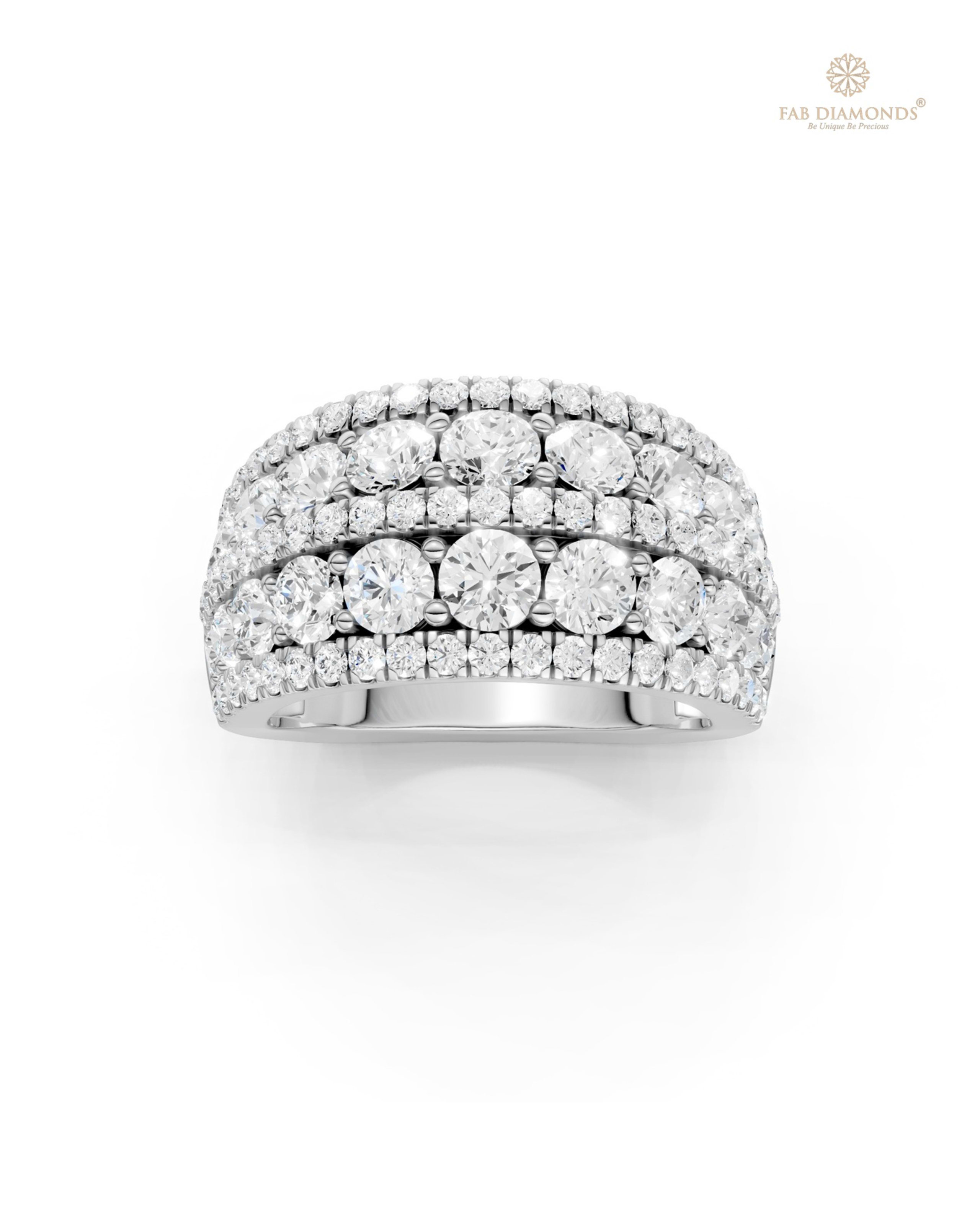 The RA19322 diamond cocktail & statement ring on white atelier plate with FAB hallmark