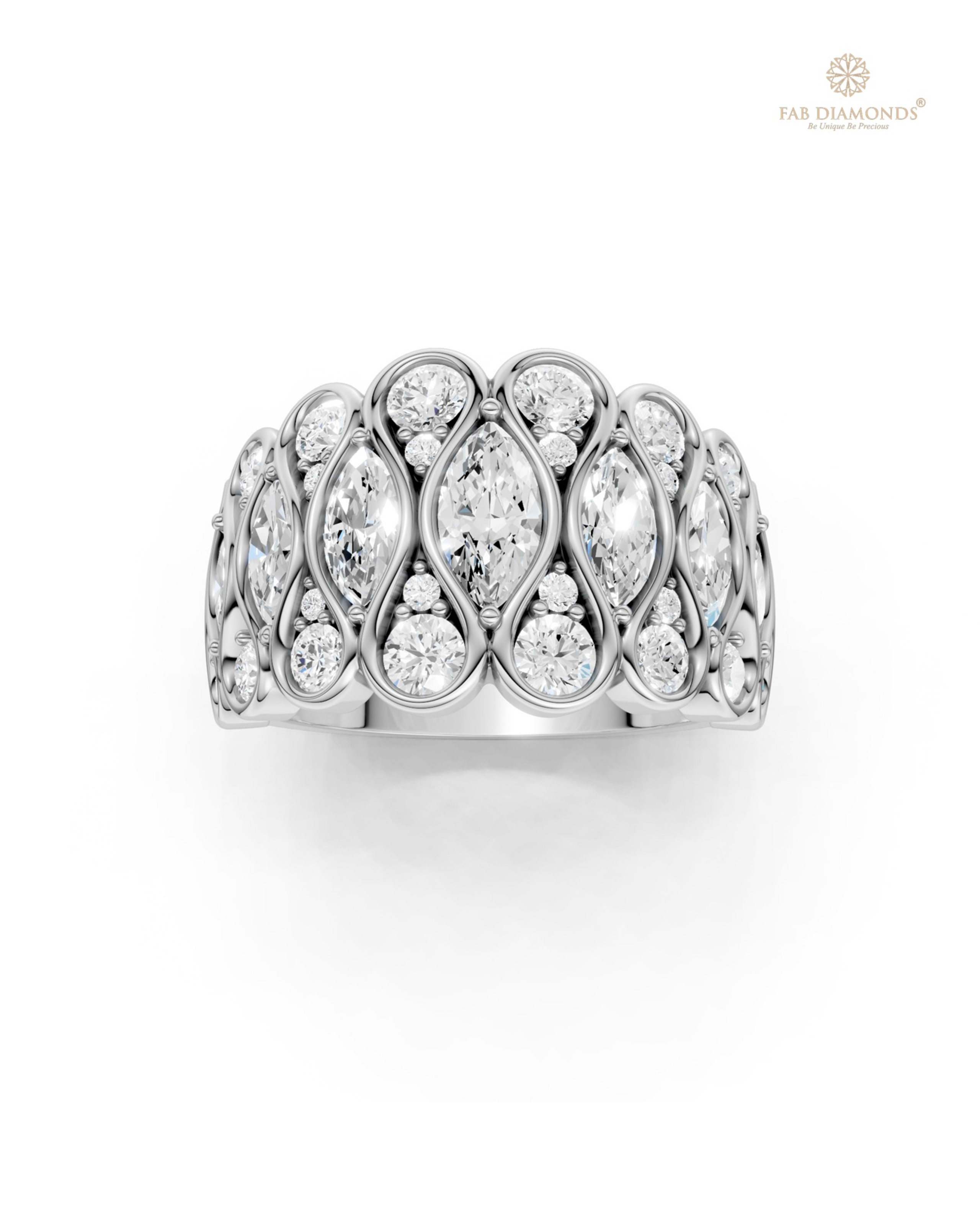 The RA19340 diamond cocktail & statement ring on white atelier plate with FAB hallmark