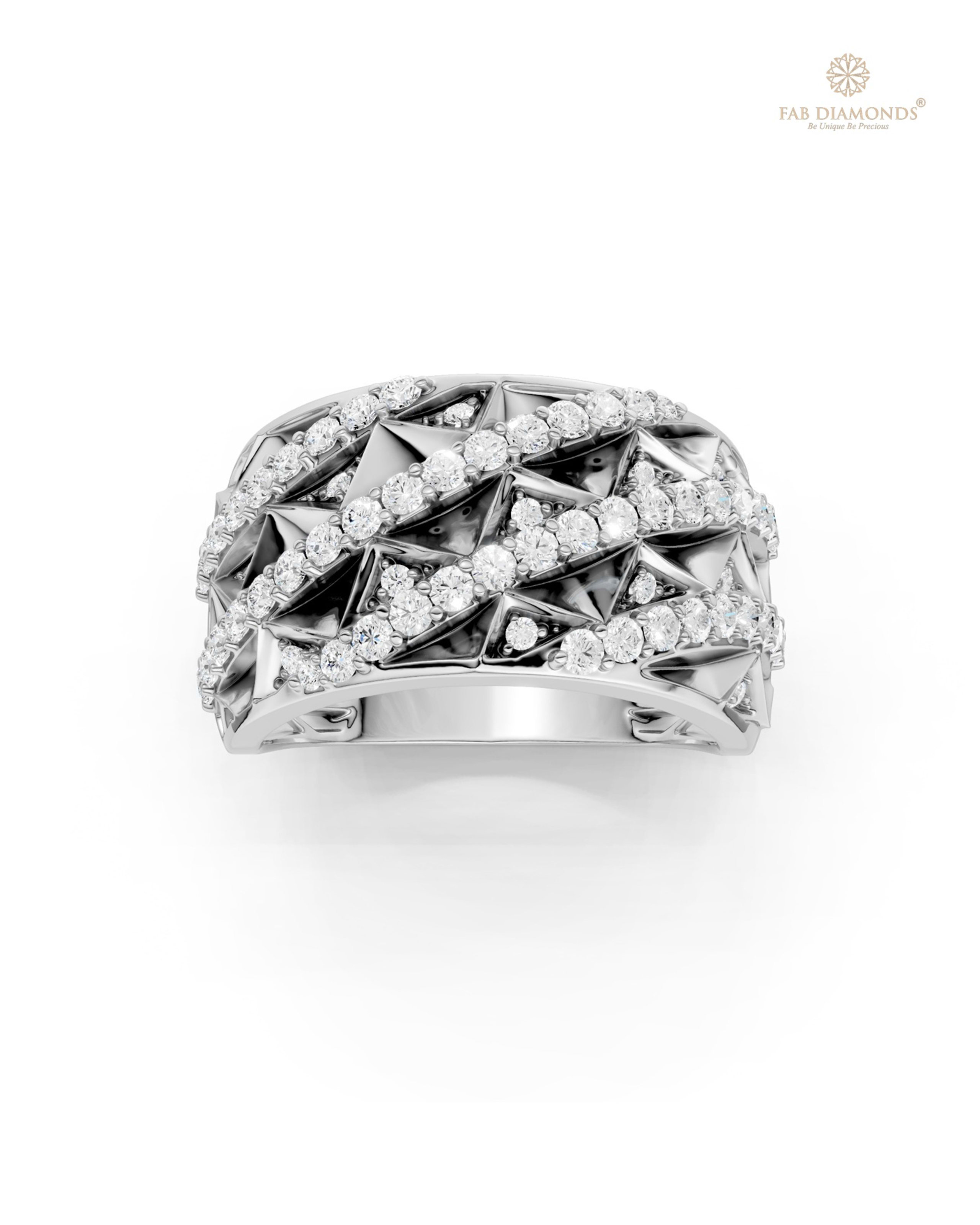 The RA19360 diamond wedding & eternity band on white atelier plate with FAB hallmark
