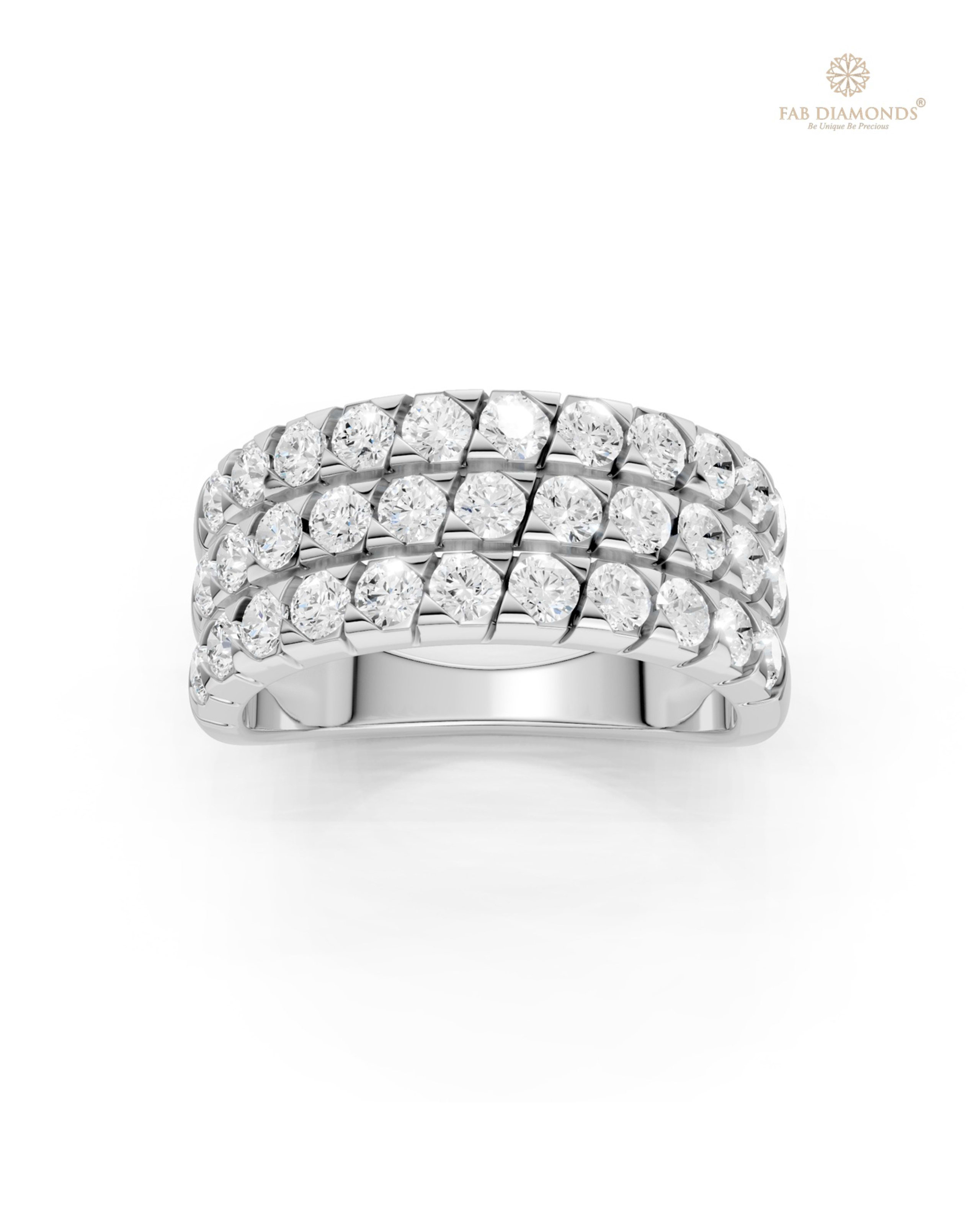 The RA19717 diamond engagement ring on white atelier plate with FAB hallmark