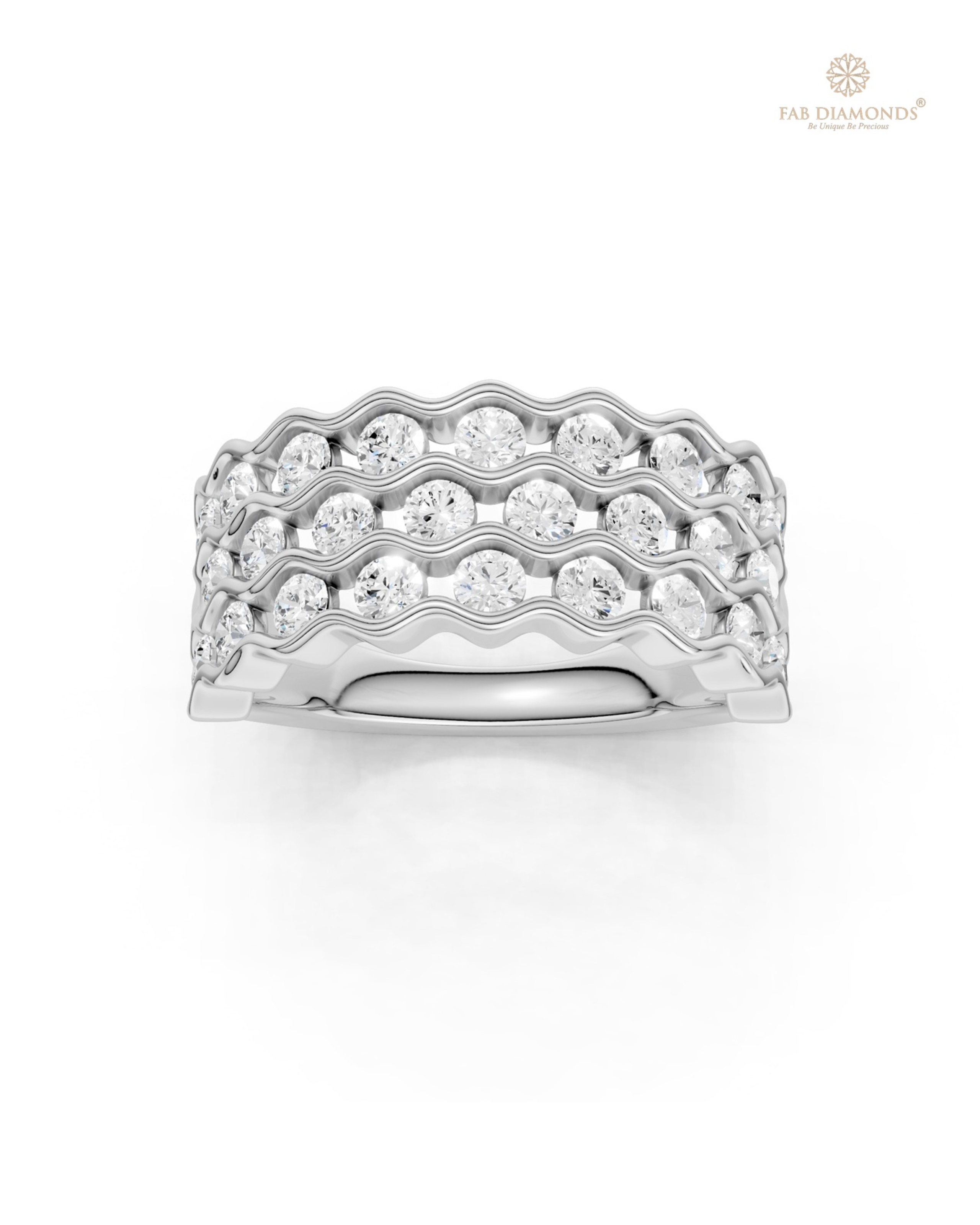 The RA19774 diamond engagement ring on white atelier plate with FAB hallmark
