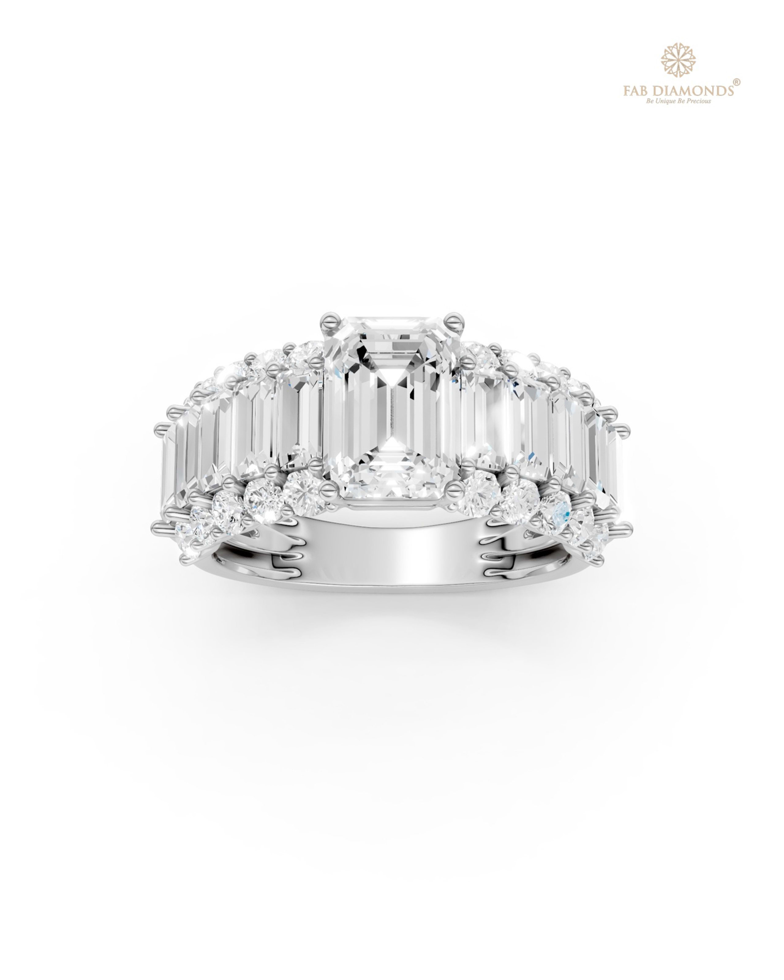 The RA19884 diamond cocktail & statement ring on white atelier plate with FAB hallmark