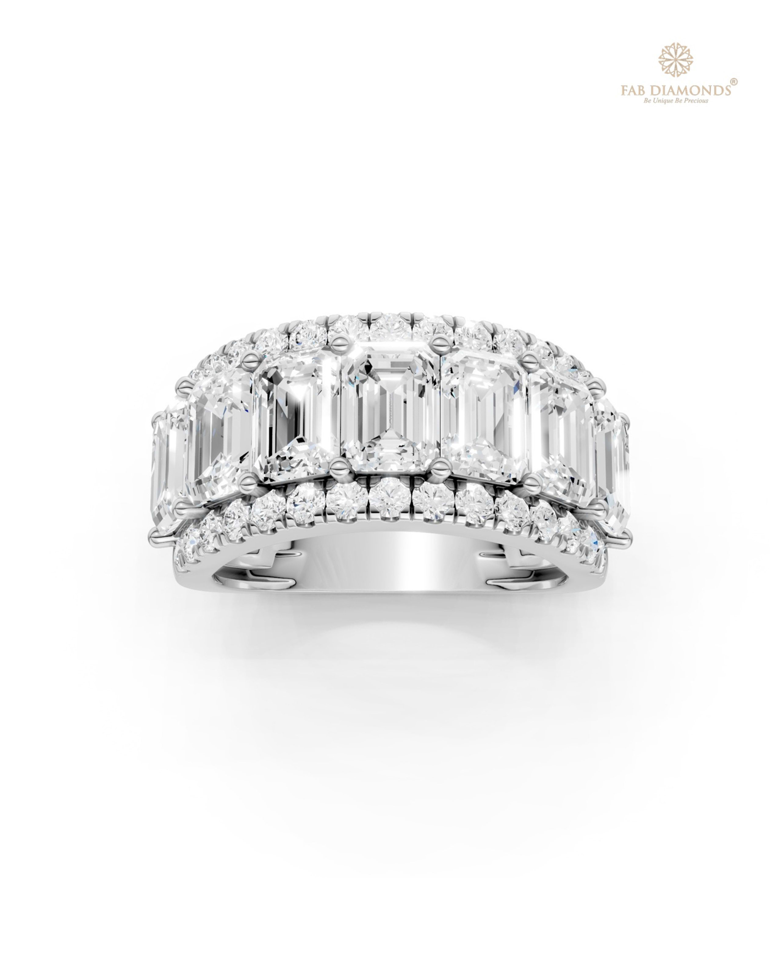 The RA19888 diamond cocktail & statement ring on white atelier plate with FAB hallmark
