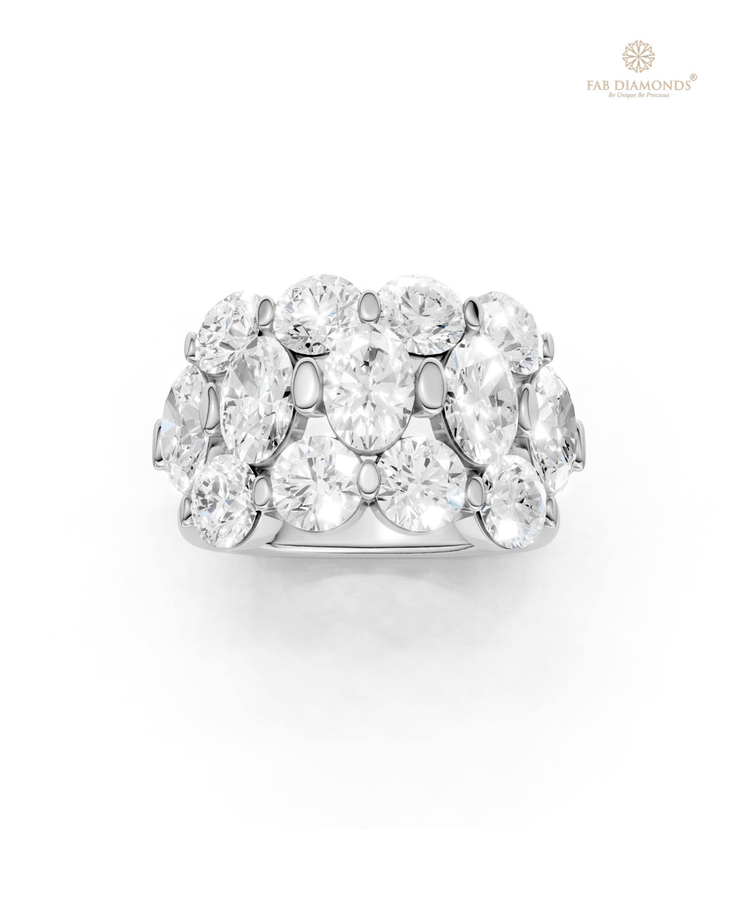 The RA19893 diamond solitaire ring on white atelier plate with FAB hallmark