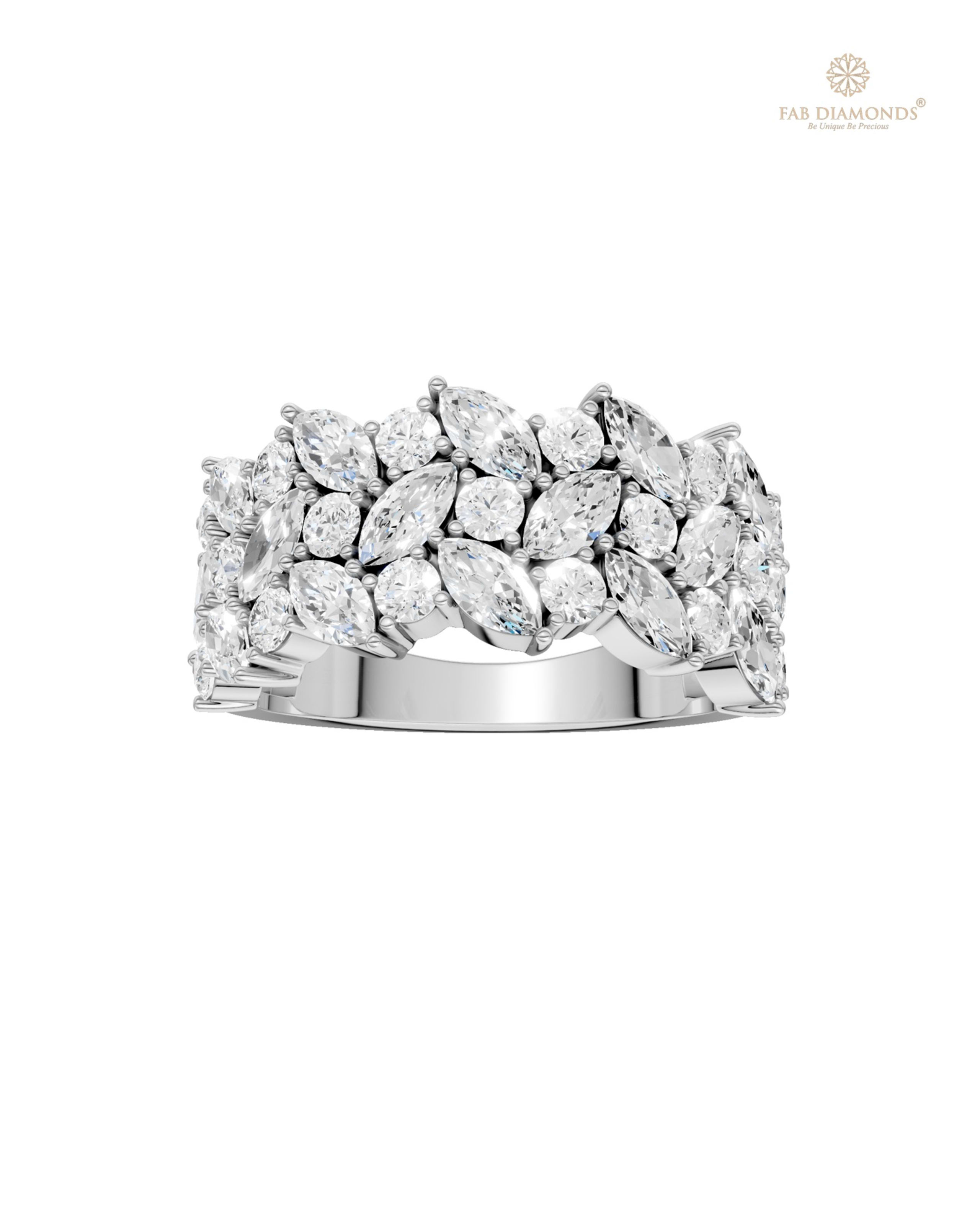 The RA19930 diamond engagement ring on white atelier plate with FAB hallmark