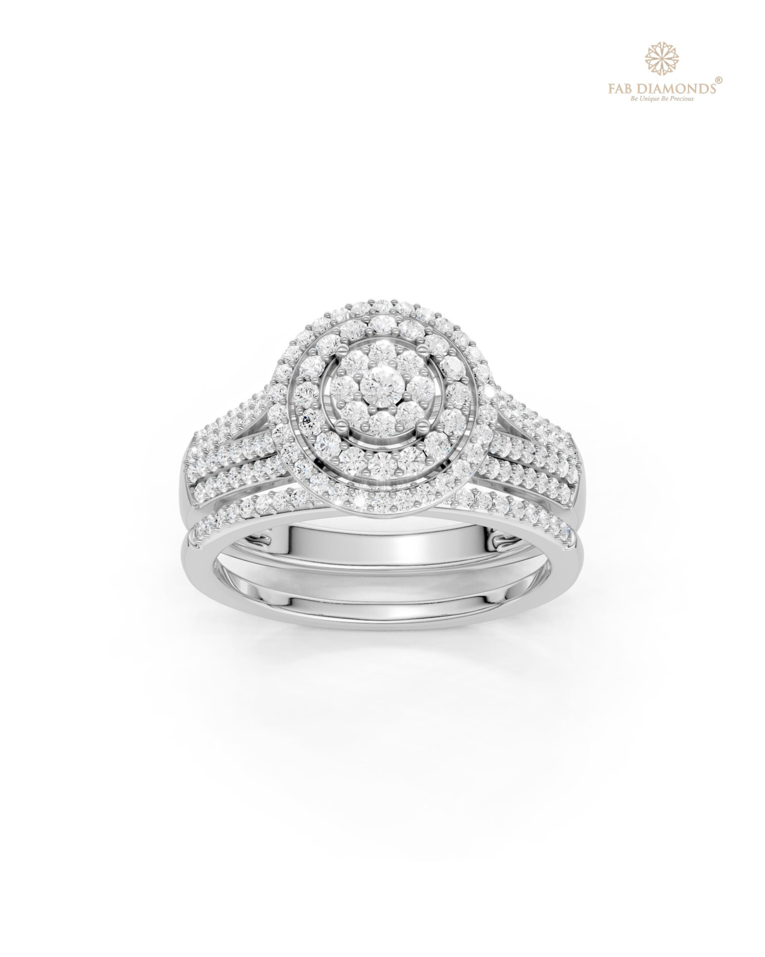 The RB32527 diamond wedding & eternity band on white atelier plate with FAB hallmark