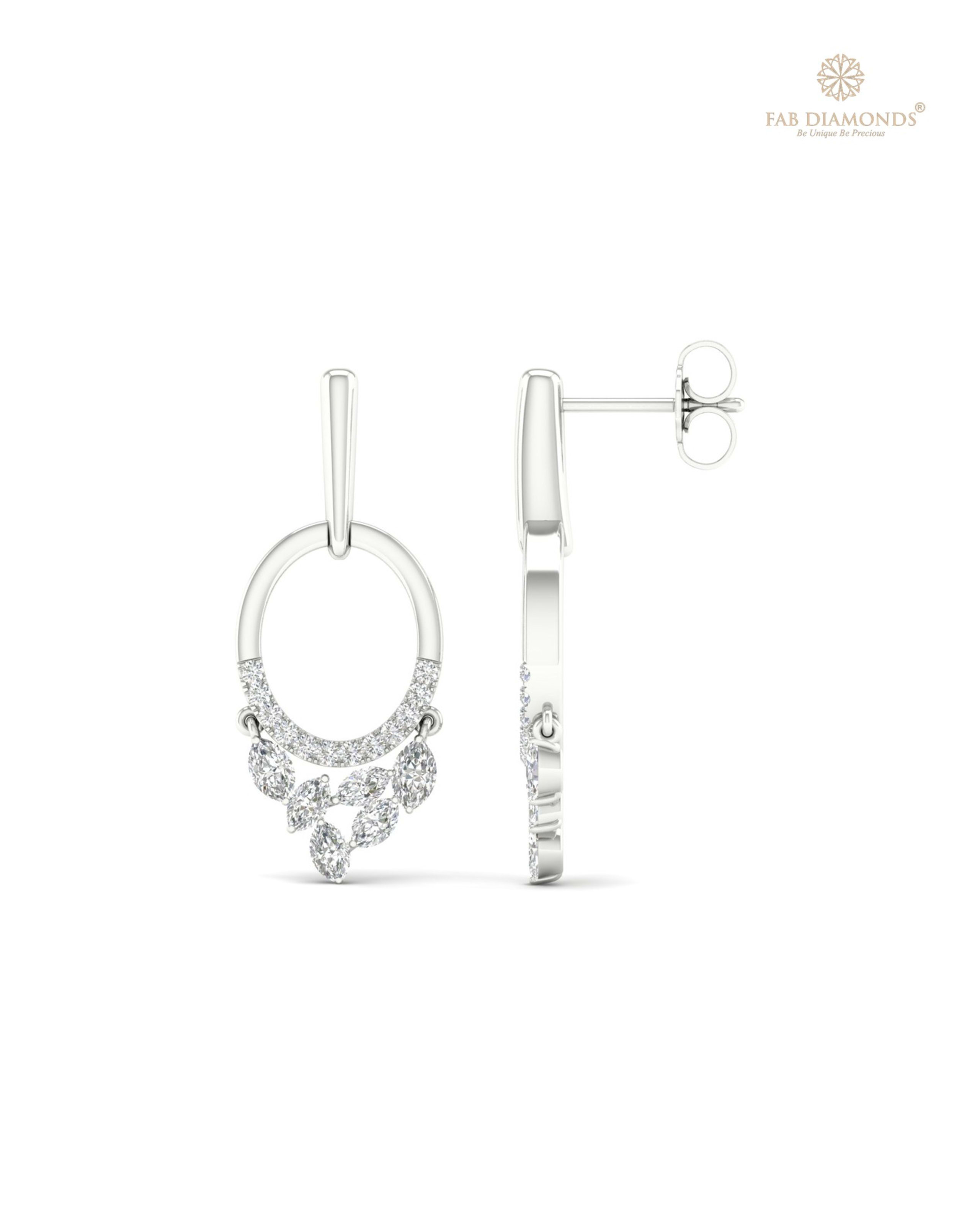 The EF05460 Linear Drop Cocktail Earrings (0.50 Cts) on white atelier plate with FAB hallmark