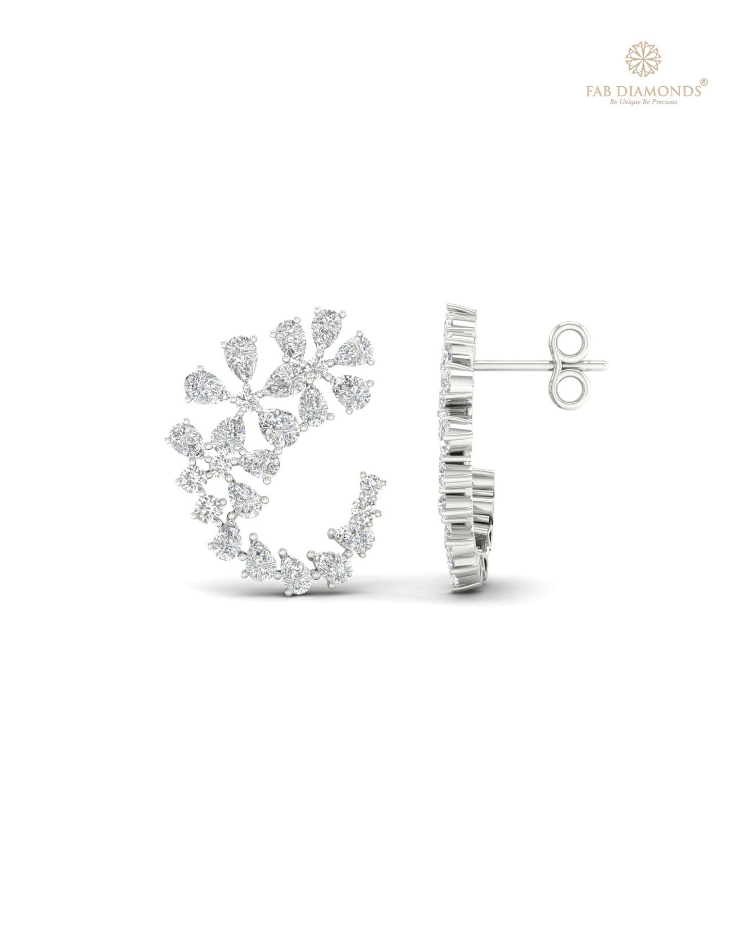 The EF05464 Diamond Cascade Chandelier Earrings (1.75 Cts) on white atelier plate with FAB hallmark