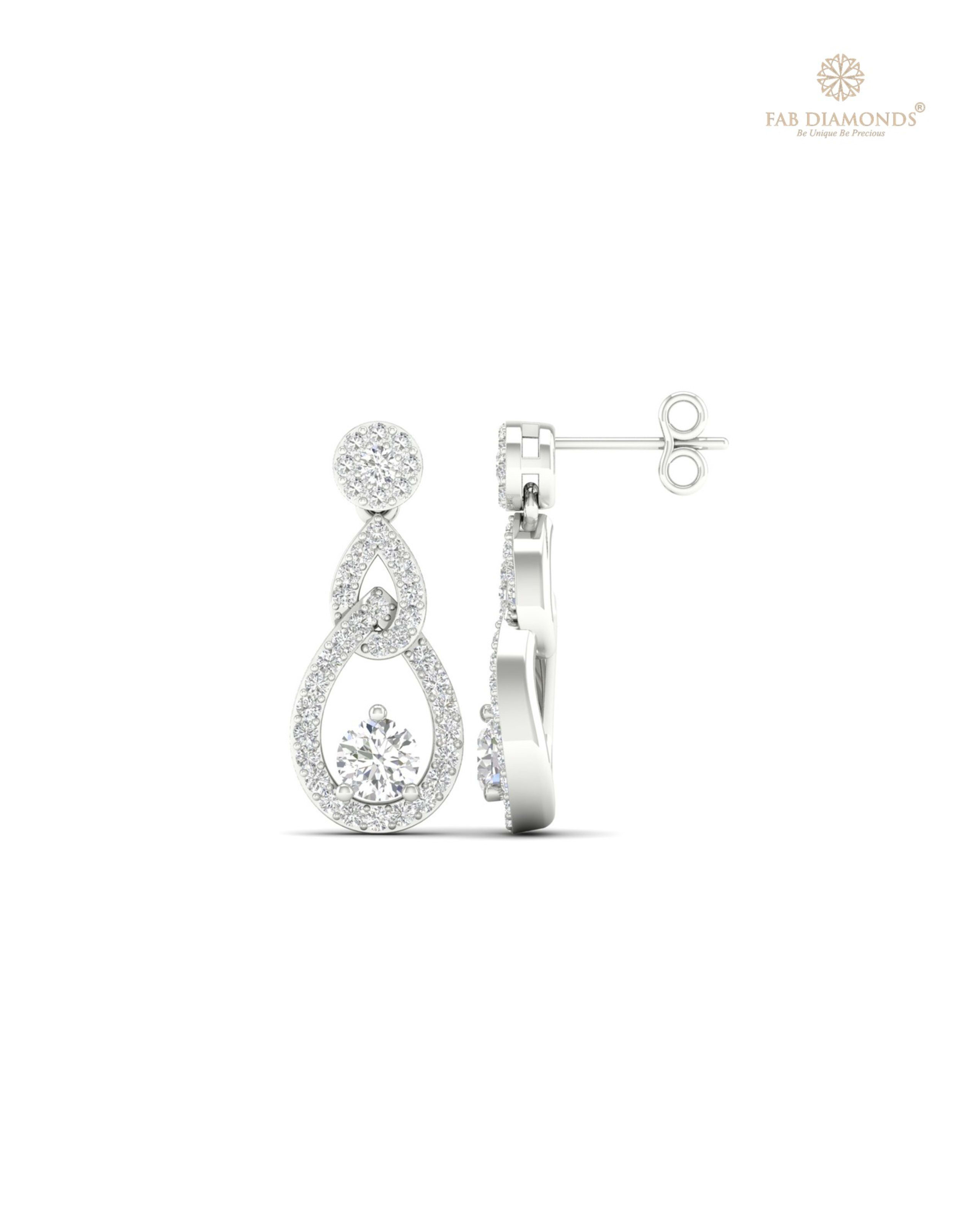 The EF06794 Diamond Cascade Chandelier Earrings (0.54 Cts) on white atelier plate with FAB hallmark
