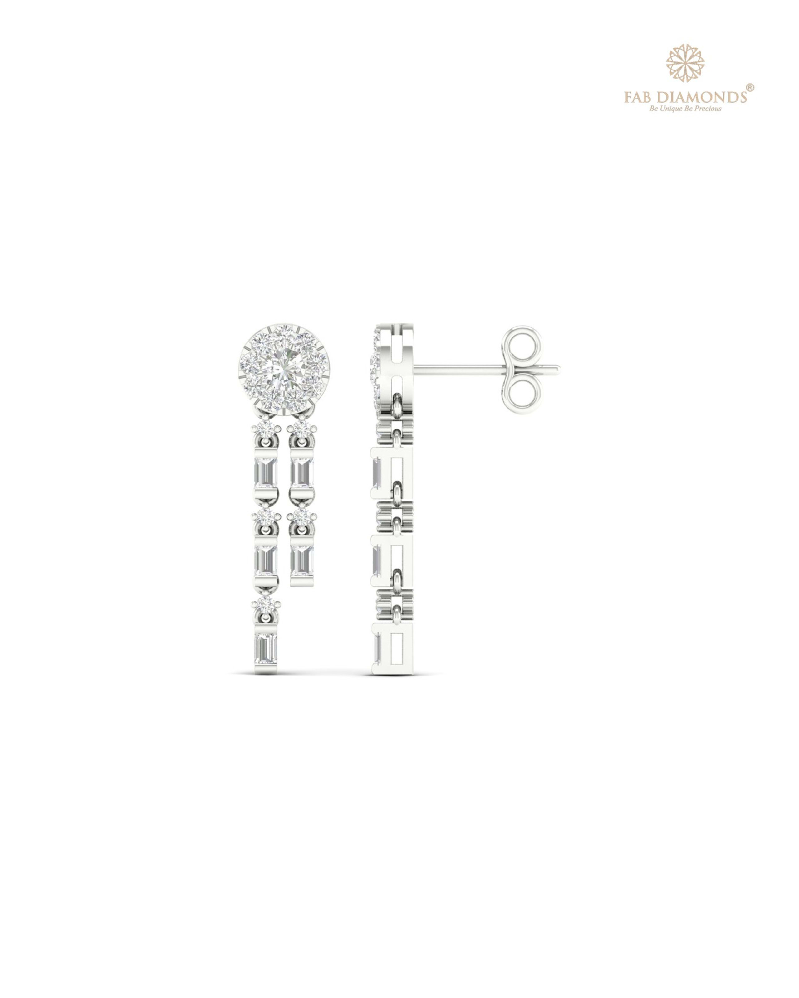 The EF07041 Diamond Cascade Chandelier Earrings (0.40 Cts) on white atelier plate with FAB hallmark
