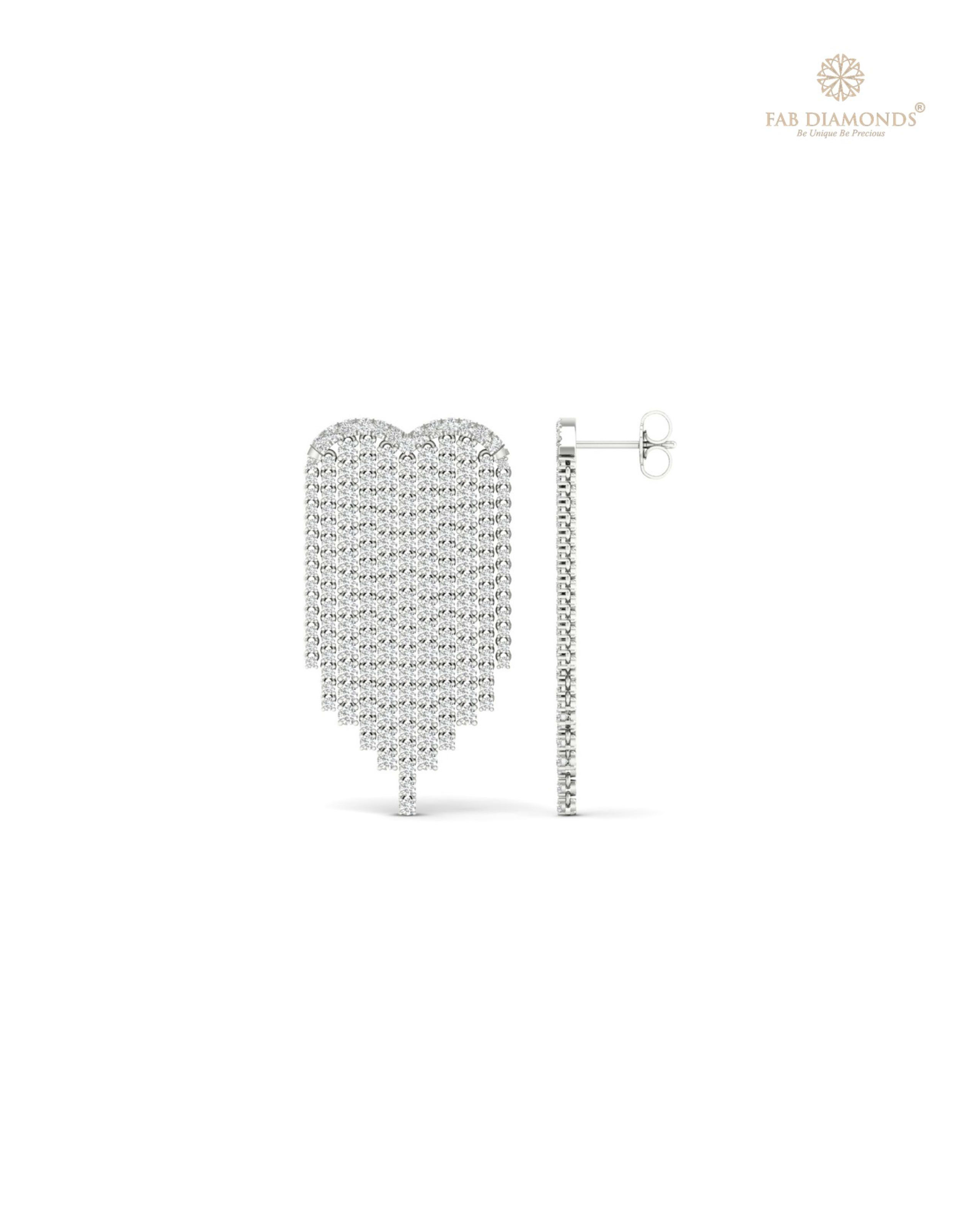 The EF07937 Royal Chandelier Diamond Earrings (6.23 Cts) on white atelier plate with FAB hallmark