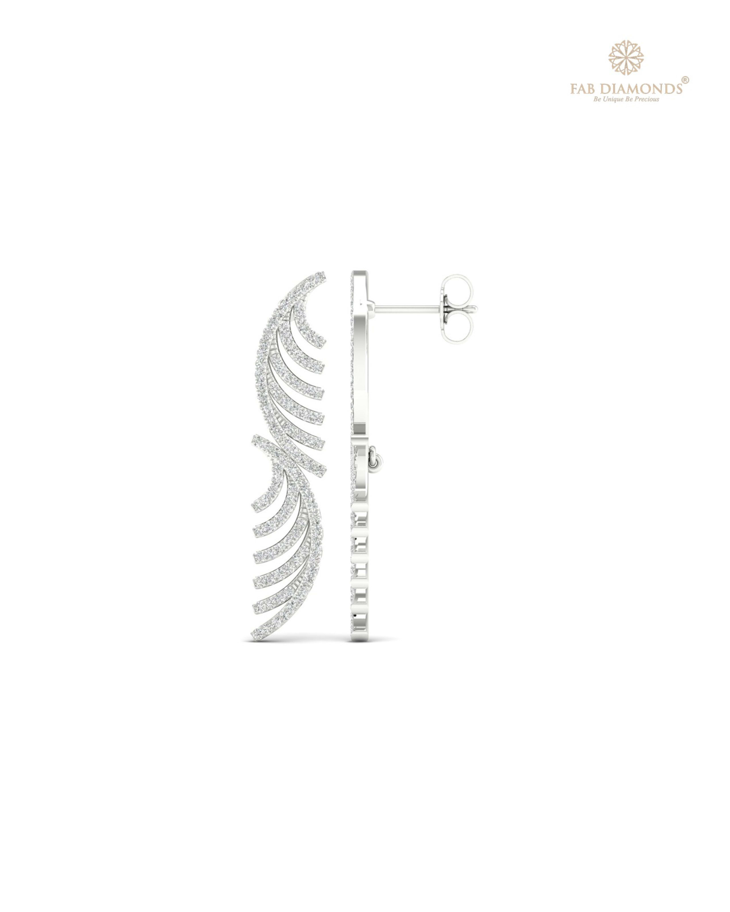 The EF08483 Royal Chandelier Diamond Earrings (0.60 Cts) on white atelier plate with FAB hallmark