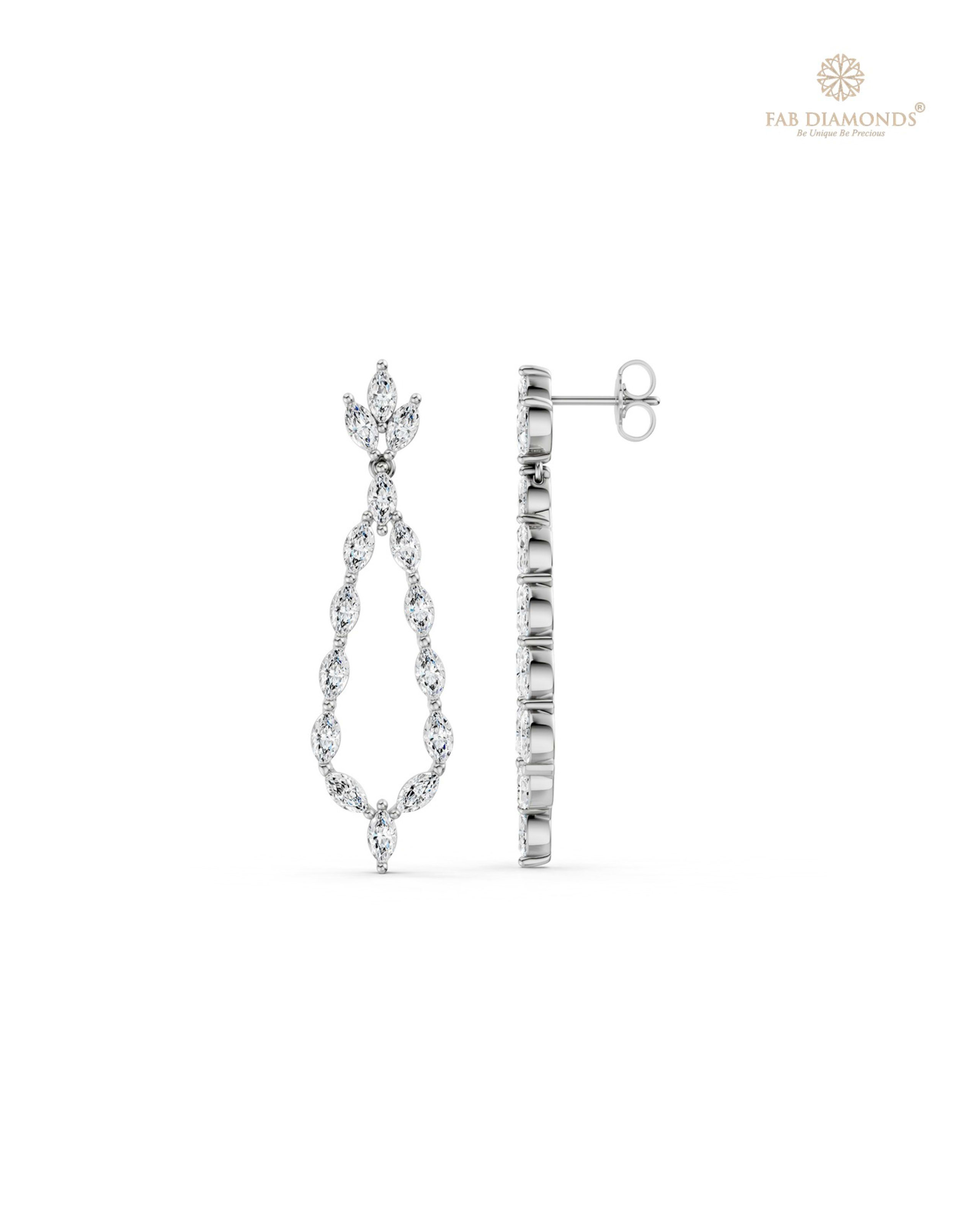 The EF34425 Masterwork Cocktail Diamond Earrings (3.00 Cts) on white atelier plate with FAB hallmark