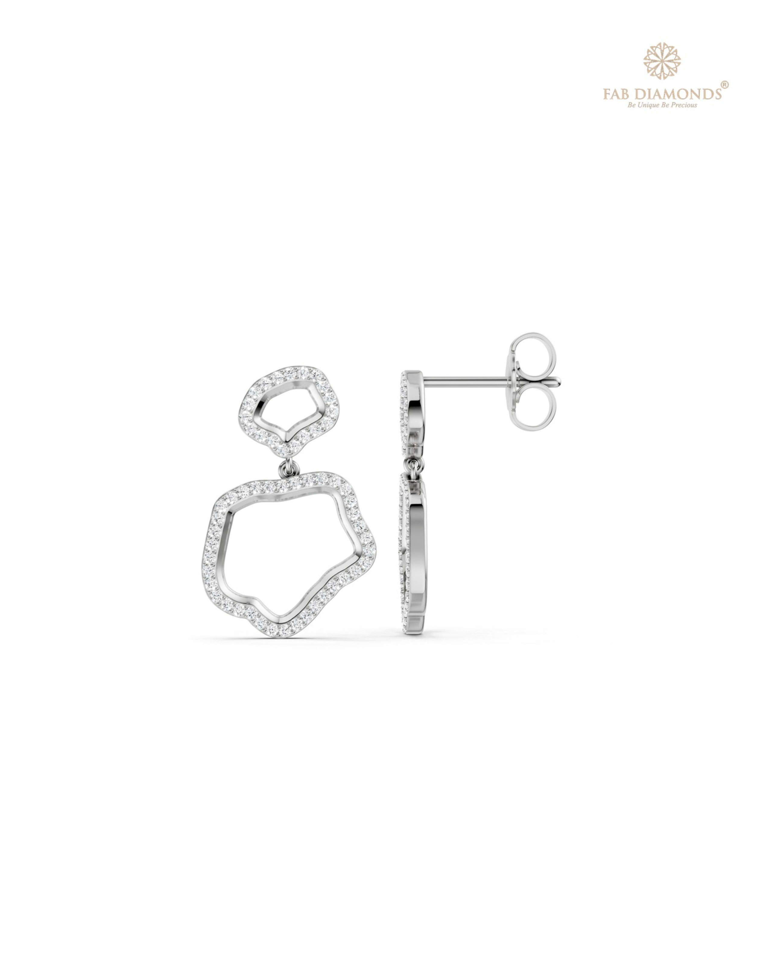 The EF35540 Diamond Cascade Chandelier Earrings (0.34 Cts) on white atelier plate with FAB hallmark