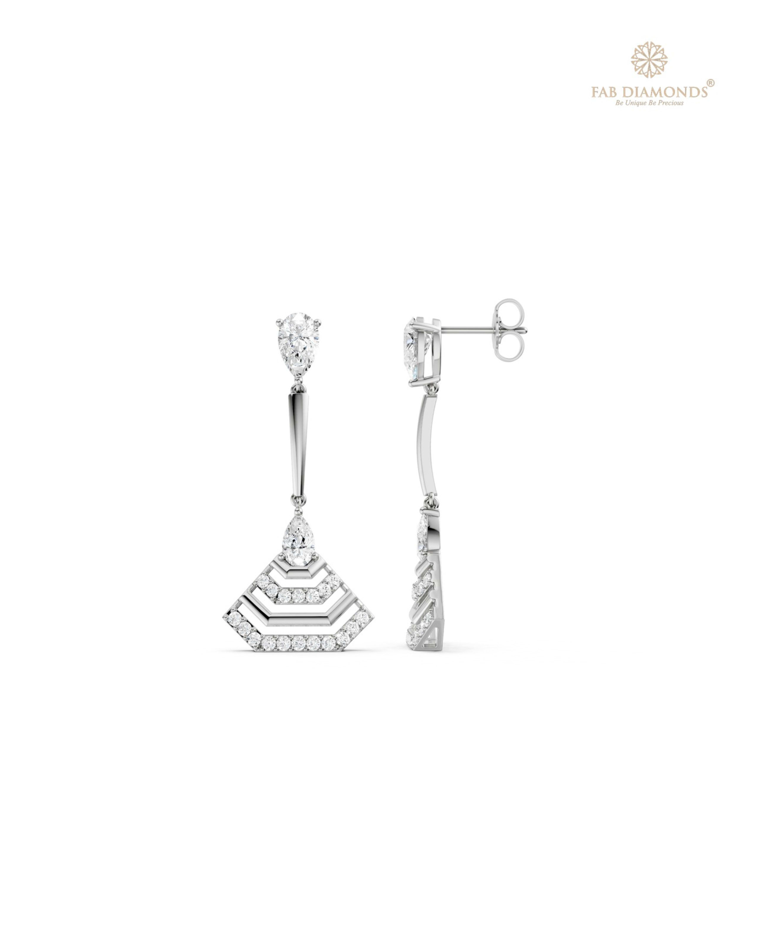 The EF35683 Diamond Cascade Chandelier Earrings (2.06 Cts) on white atelier plate with FAB hallmark