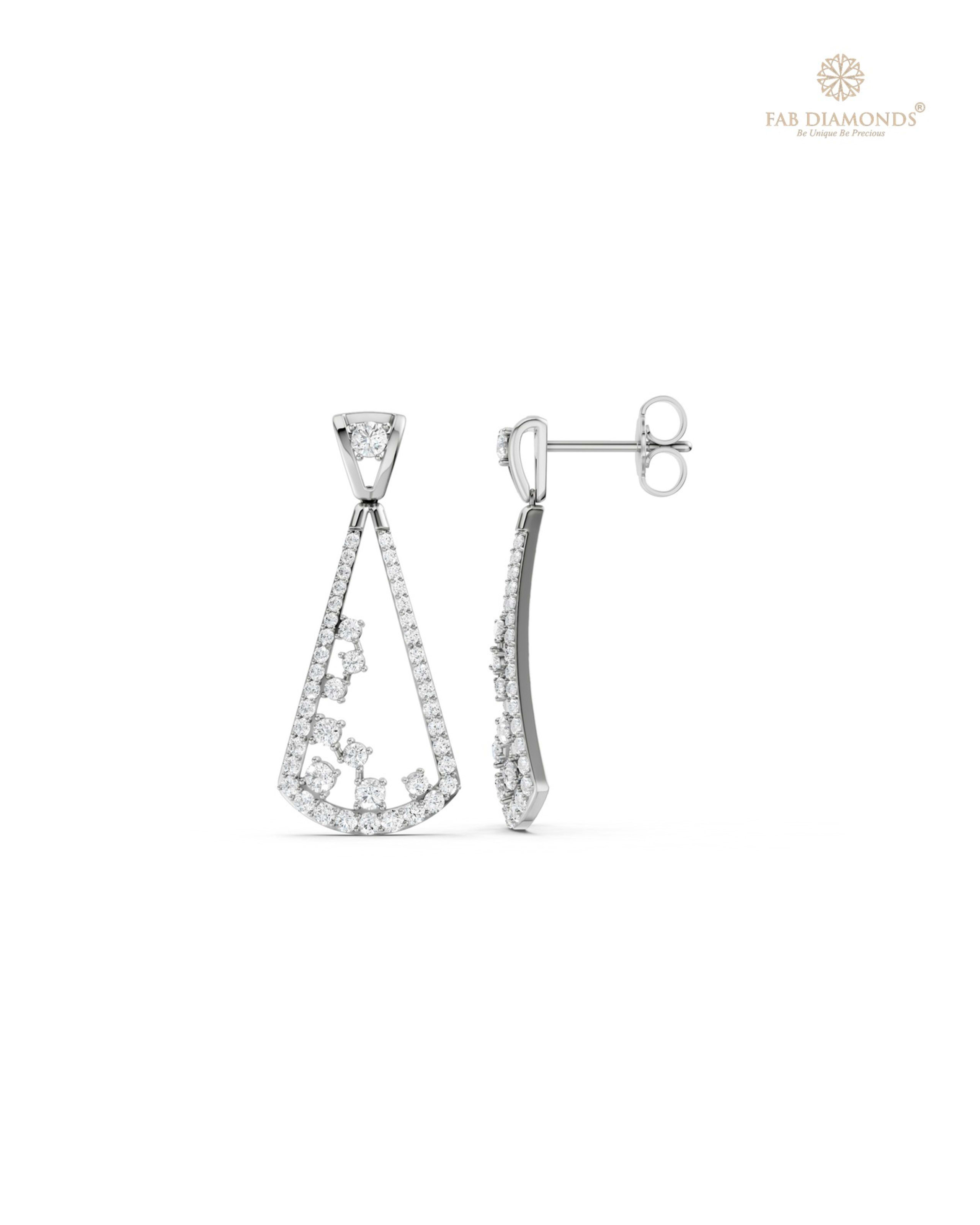 The EF35806 Diamond Cascade Chandelier Earrings (1.00 Cts) on white atelier plate with FAB hallmark