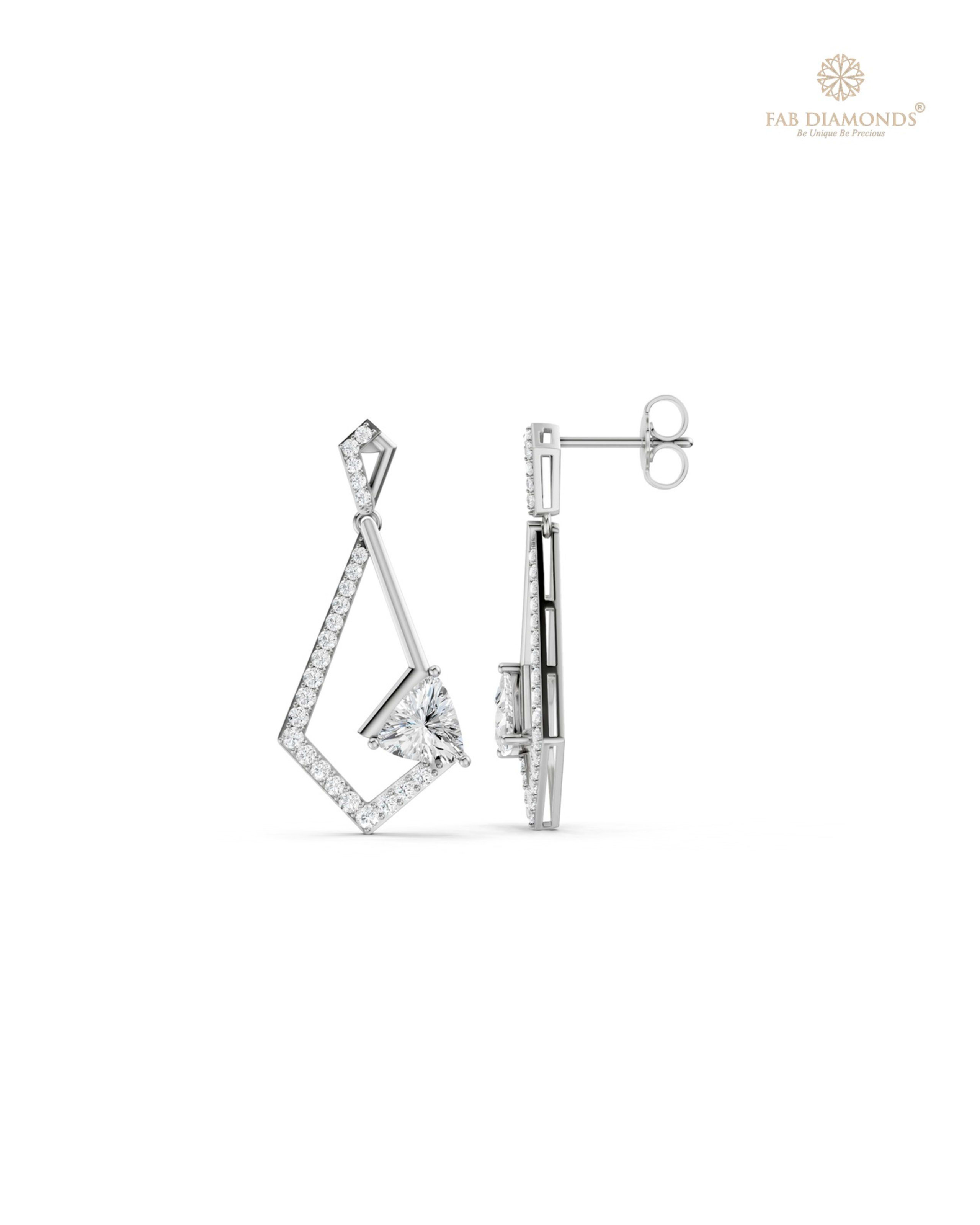 The EF35807 Diamond Cascade Chandelier Earrings (2.00 Cts) on white atelier plate with FAB hallmark