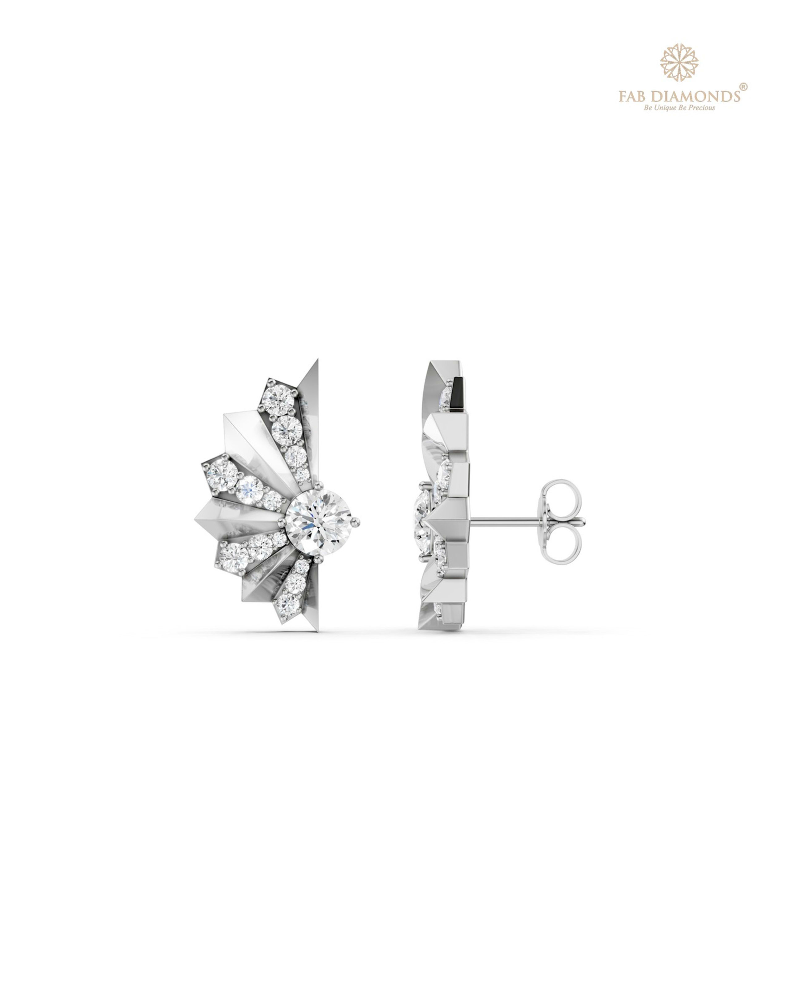 The EF35887 Linear Drop Cocktail Earrings (1.82 Cts) on white atelier plate with FAB hallmark