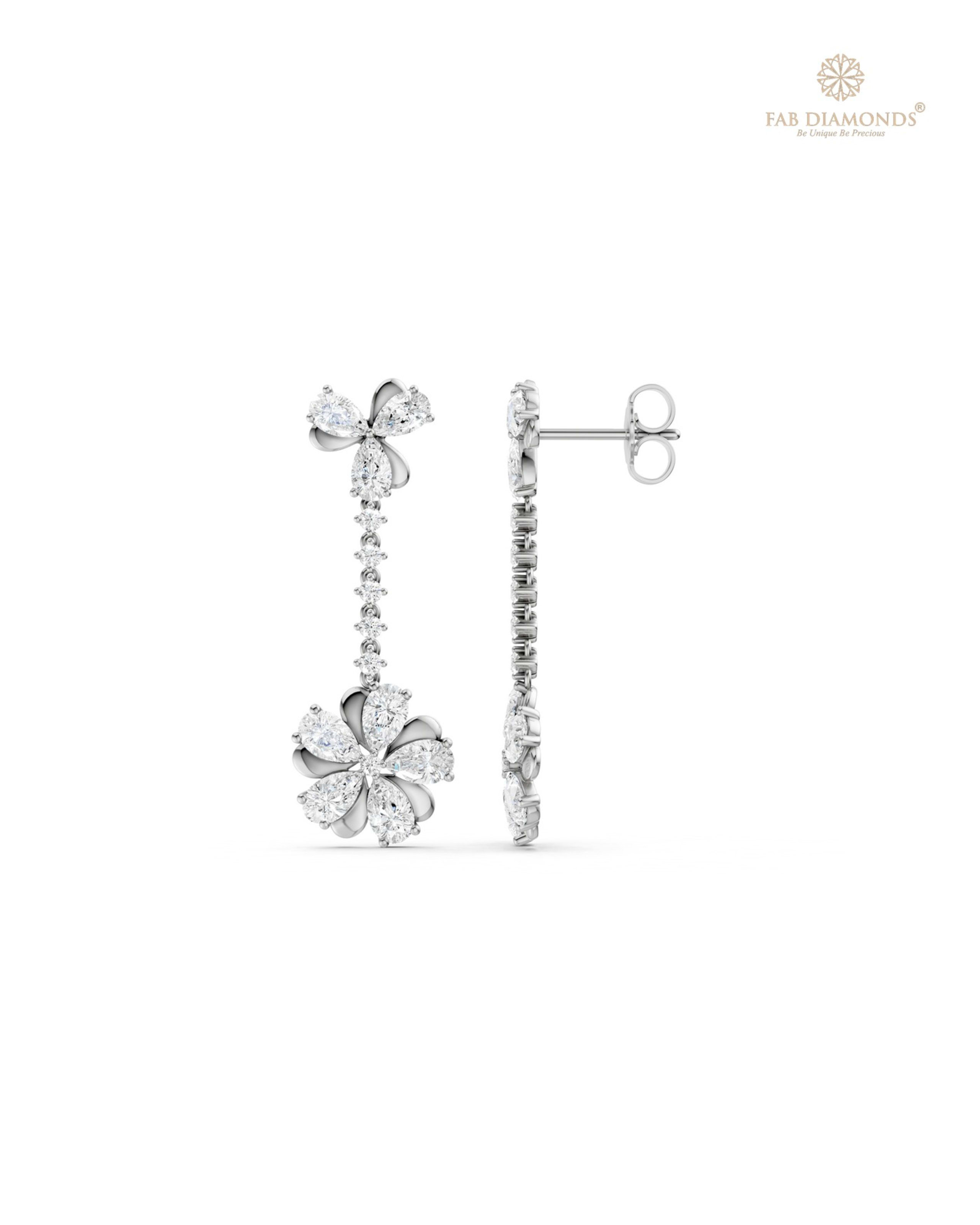 The EF35913 Linear Drop Cocktail Earrings (2.25 Cts) on white atelier plate with FAB hallmark