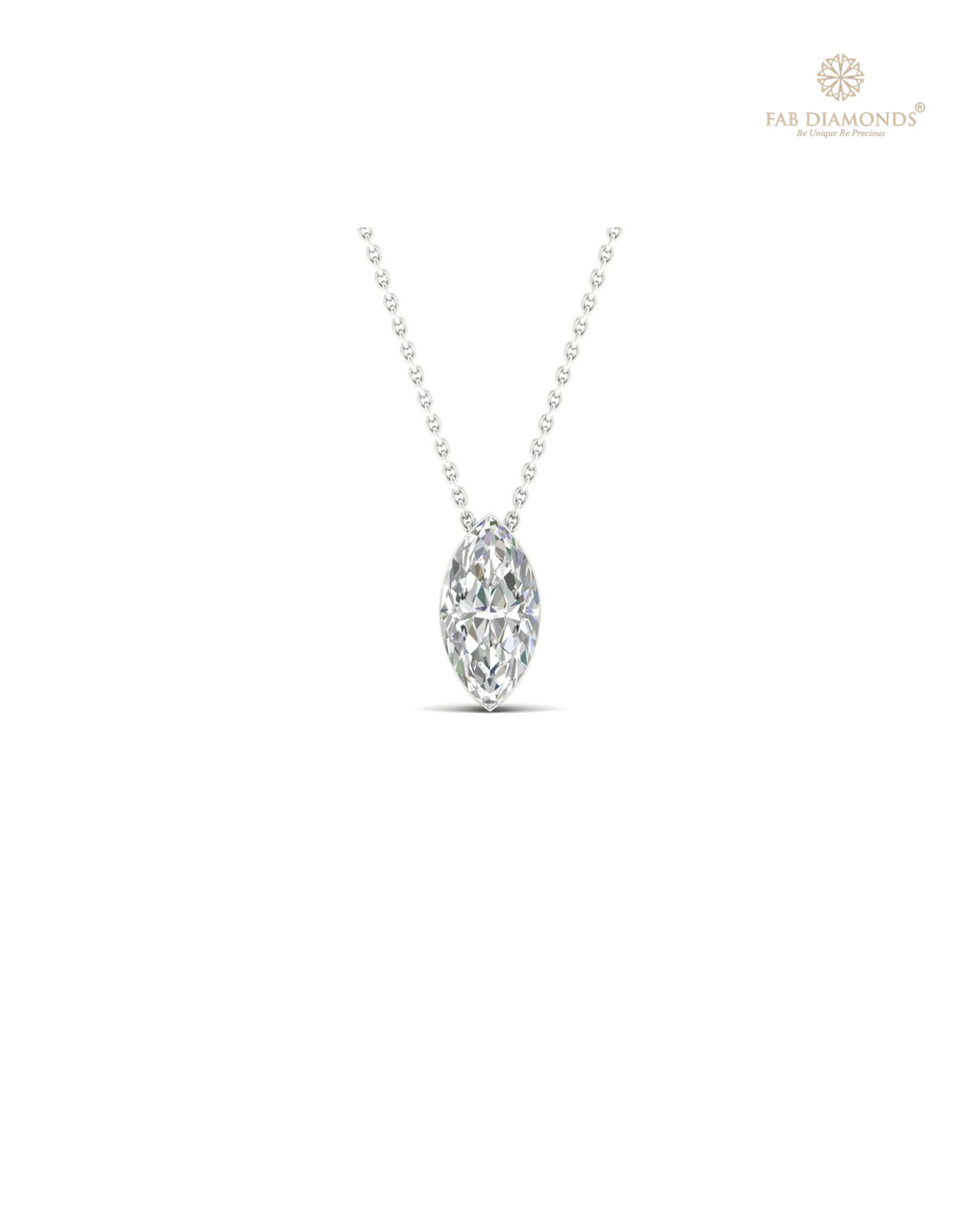 The PS00670 Floating Solitaire Diamond Pendant (0.40 Cts) on white atelier plate with FAB hallmark