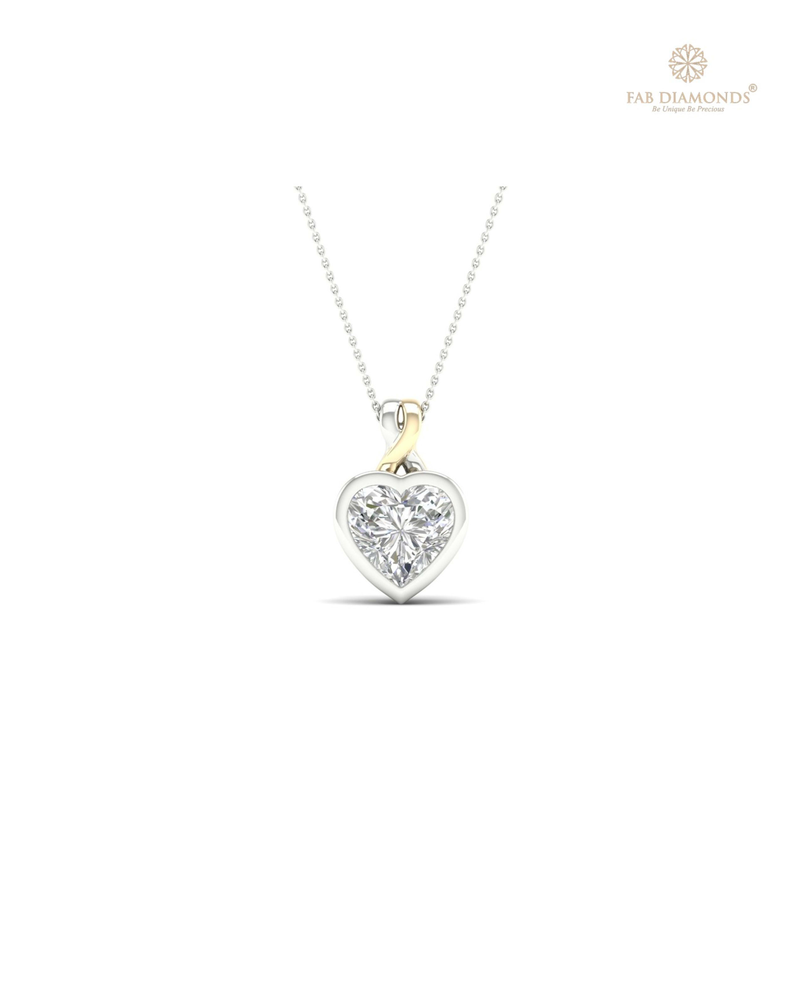 The PS05643 Classic Solitaire Diamond Pendant (1.50 Cts) on white atelier plate with FAB hallmark