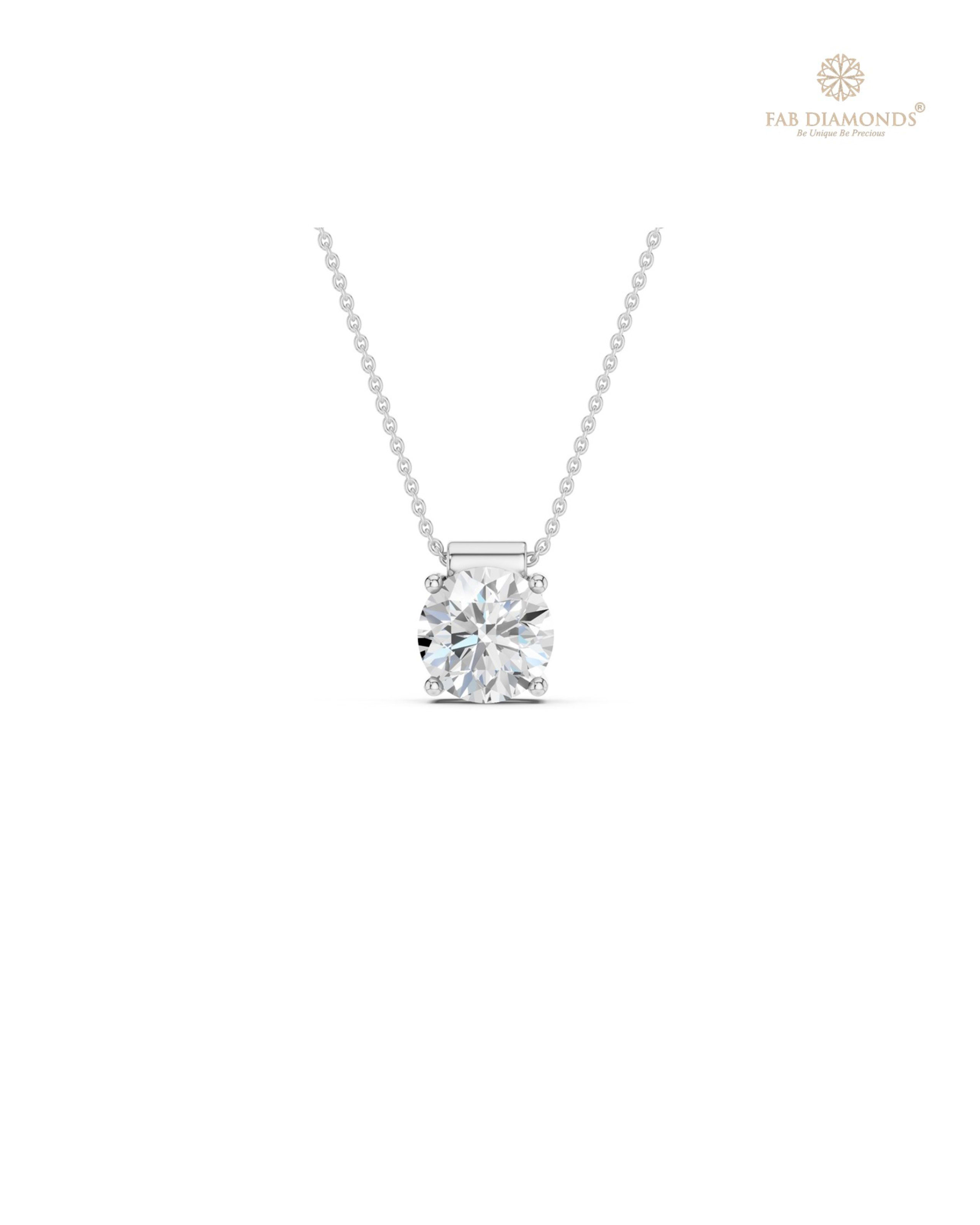 The PS06436 Classic Solitaire Diamond Pendant (1.00 Cts) on white atelier plate with FAB hallmark
