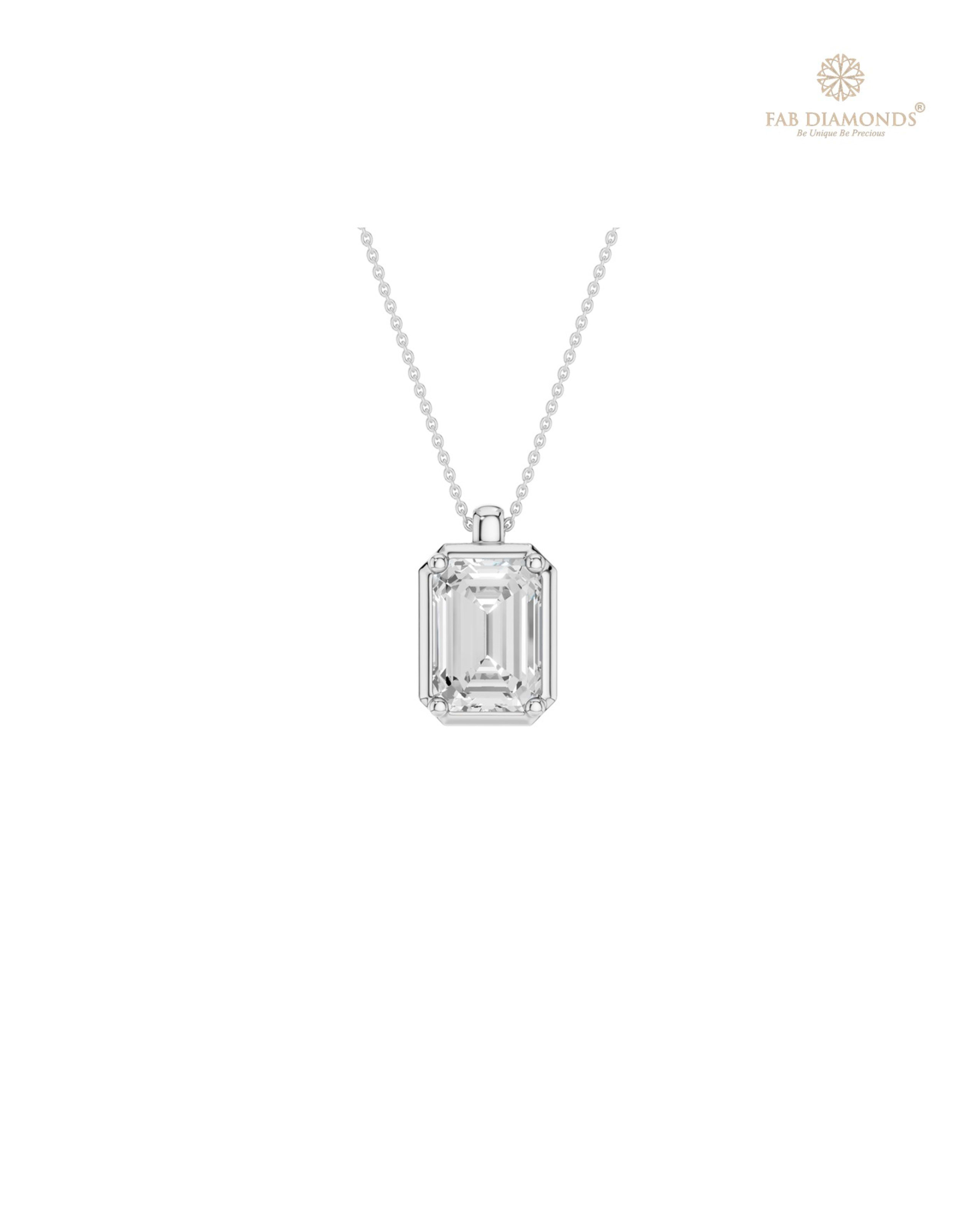 The PS06443 Grand Solitaire Diamond Pendant (2.00 Cts) on white atelier plate with FAB hallmark
