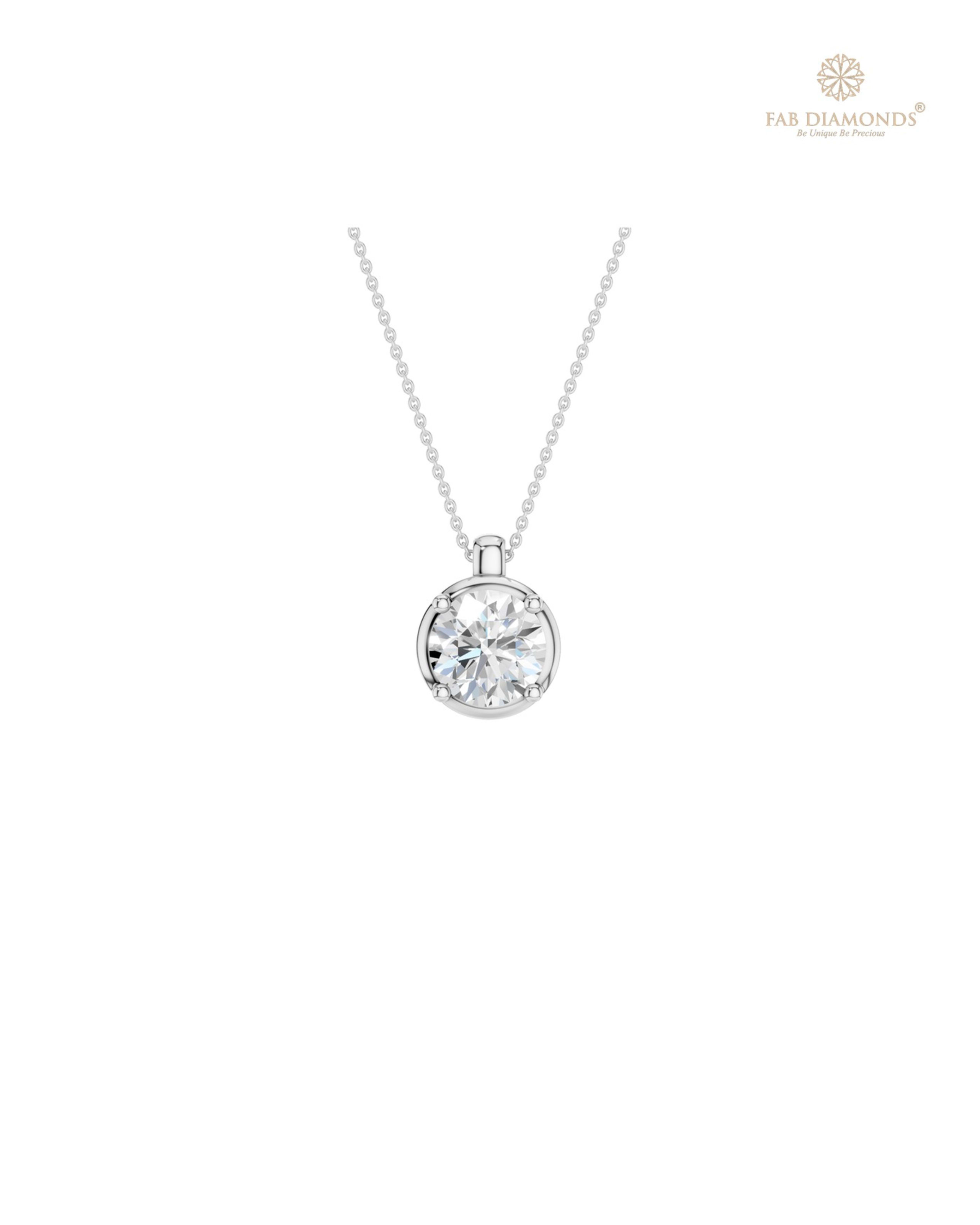 The PS06444 Classic Solitaire Diamond Pendant (1.00 Cts) on white atelier plate with FAB hallmark