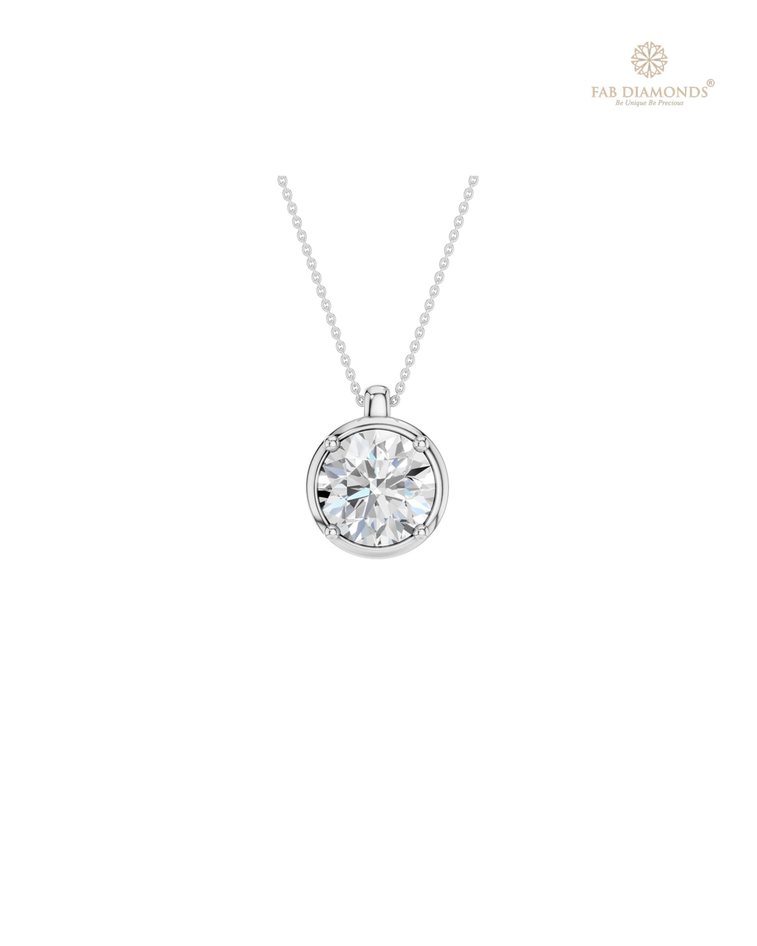 The PS06446 Grand Solitaire Diamond Pendant (2.00 Cts) on white atelier plate with FAB hallmark
